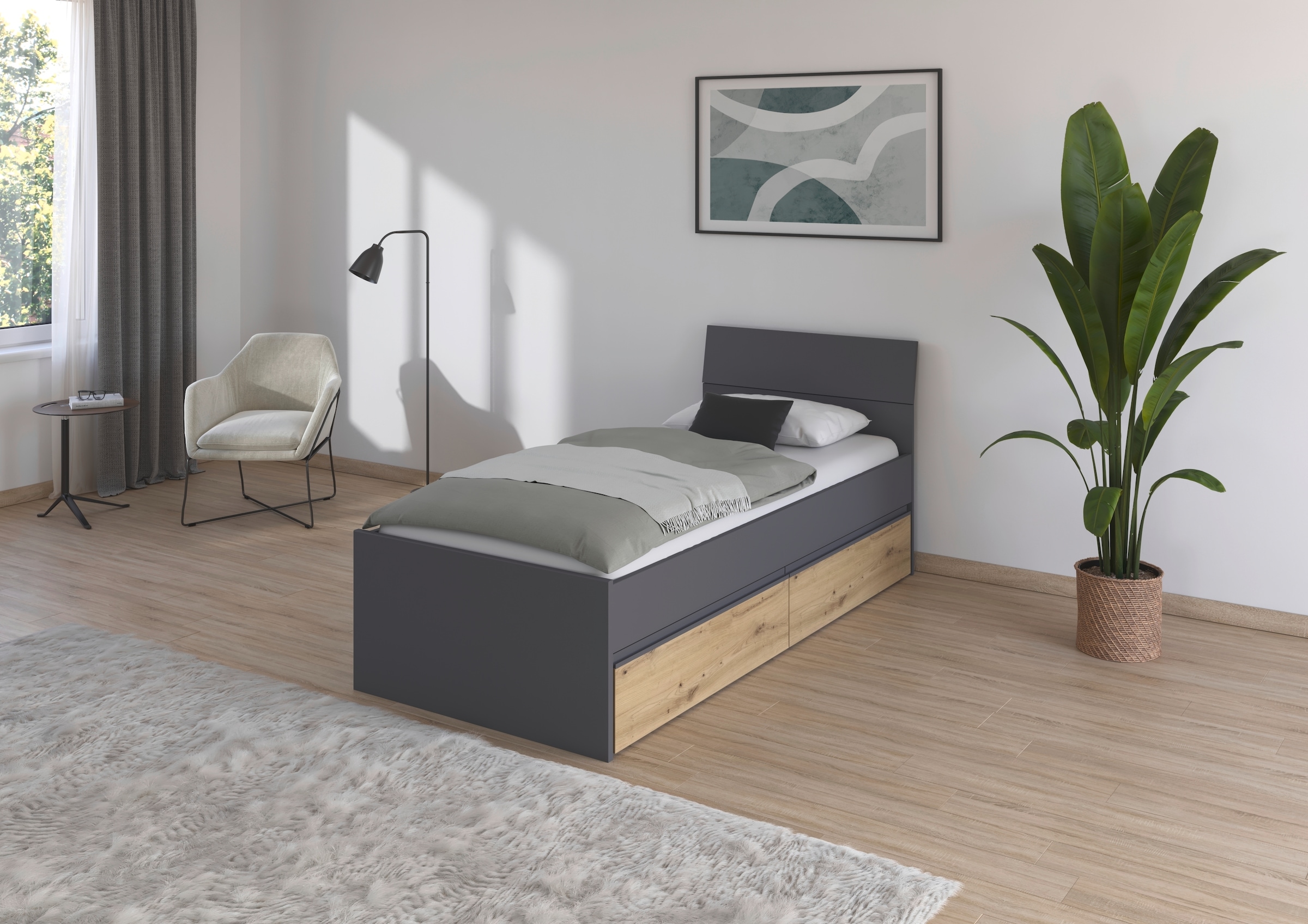 rauch Stauraumbett »Doppelbett Einzelbett Bett für kleine Räume Stauraum JOEL« Liegefläche 90x200 oder 140x200 cm,  praktische Bettschubkästen für zusätzlichen Stauraum MADE IN GERMANY