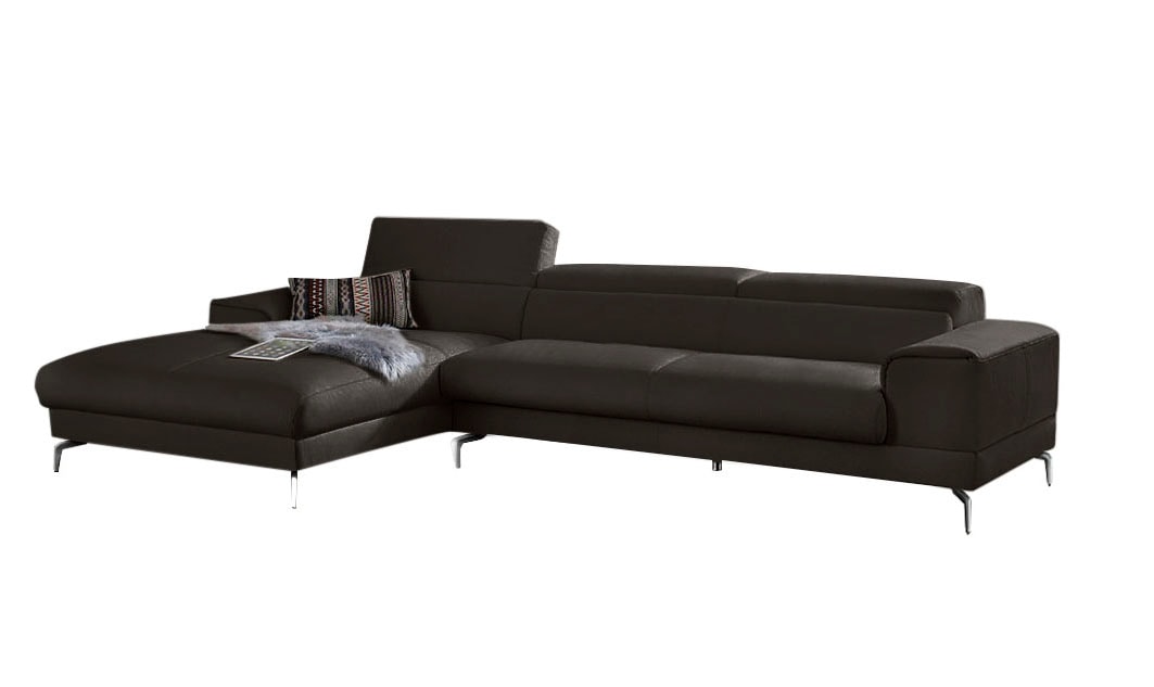 W.SCHILLIG Ecksofa »piedroo, Designsofa mit tollem Sitzkomfort, elegant und bequem, L-Form«, Kopfteilverstellung, wahlweise mit Sitztiefenverstellung, Breite 343cm