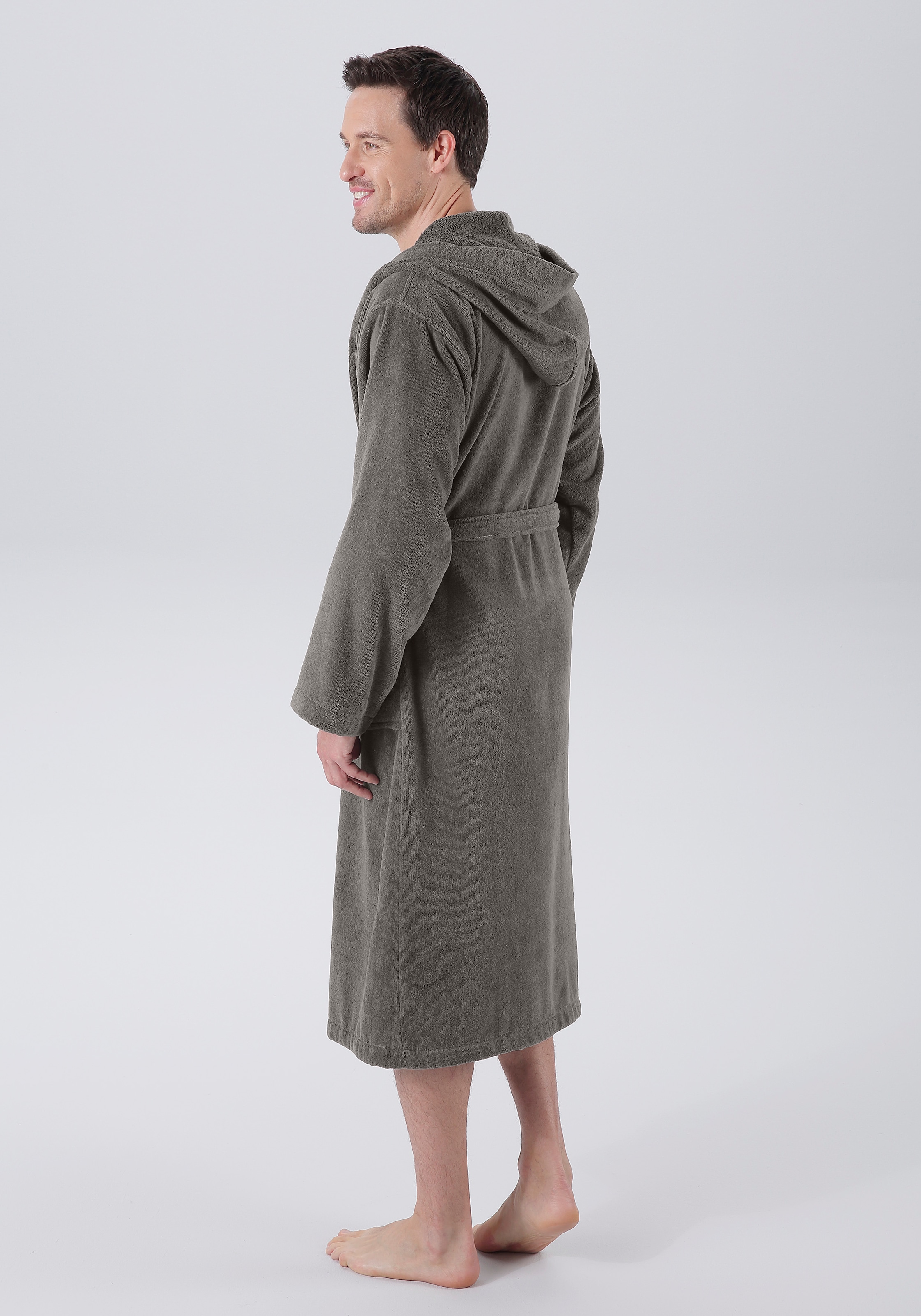 my home Unisex-Bademantel »Regona, ideal für Sauna & Spa, Hotelbademantel, Morgenmantel«, (1 St.), für Damen & Herren, mit Taschen, flauschig und weich, Velours