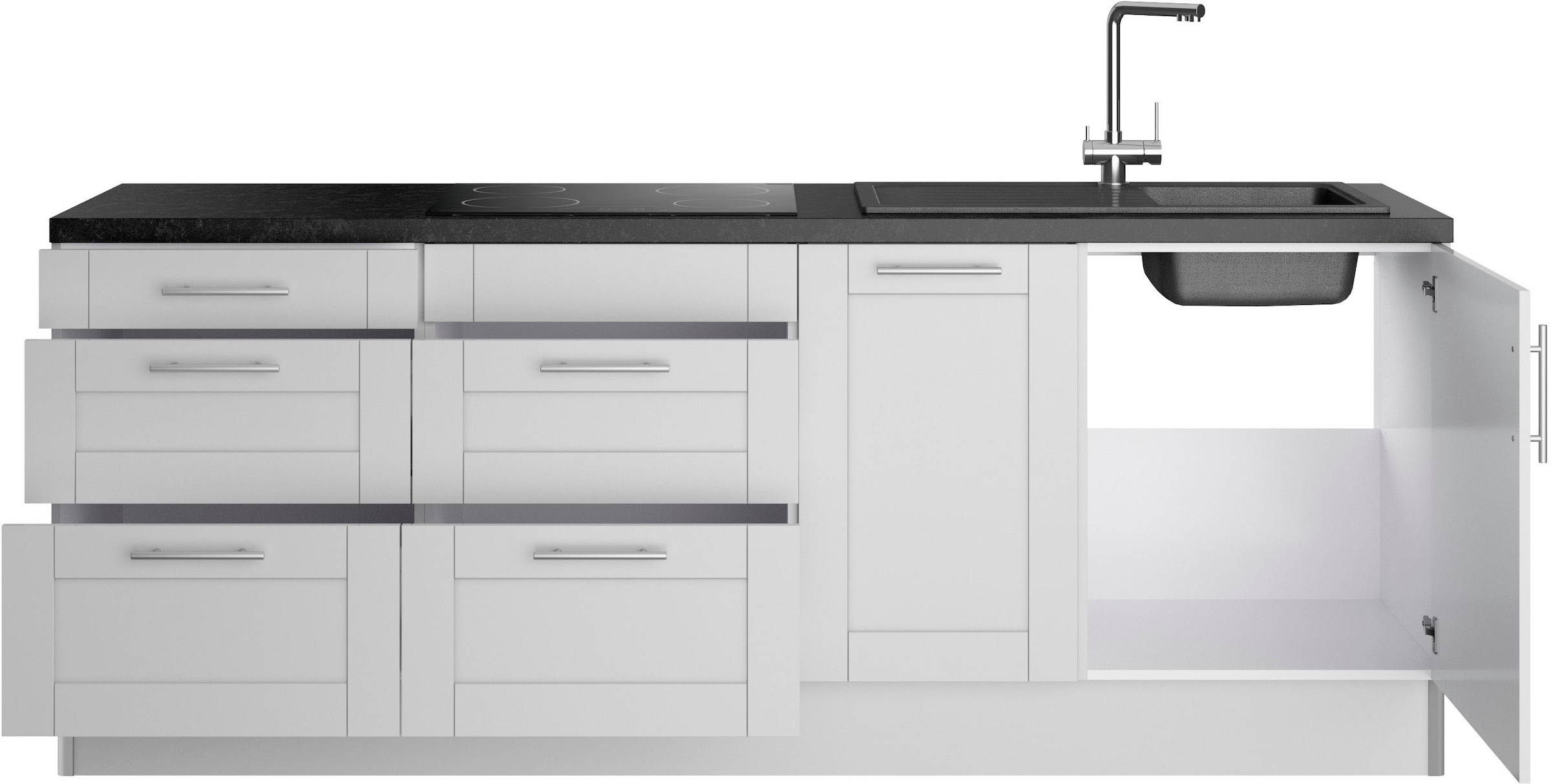 KOCHSTATION Küche »KS-Ahus«, Breite 225 cm, wahlw. Mit E-Geräten, Soft Close Funktion, MDF Fronten