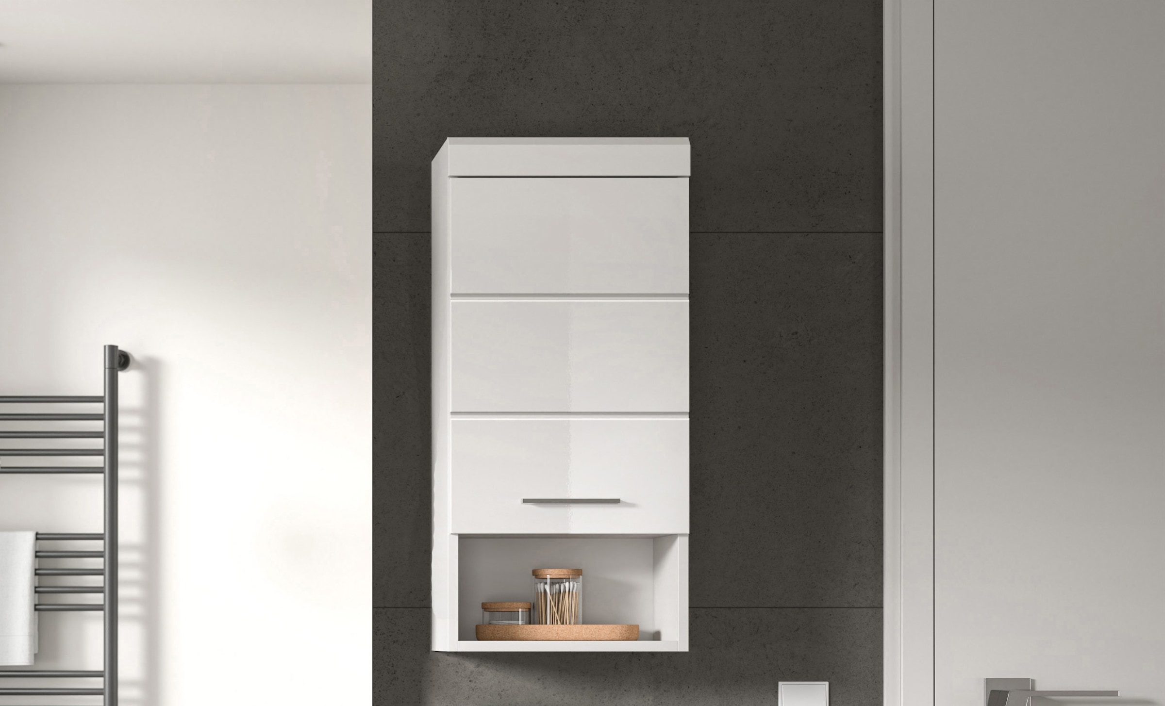 welltime Hängeschrank »SIENA, Breite 37cm, 1 Tür, 1 offenes Fächer, 1 Einlegeboden, MDF-Front« 1 Stk. tlg. in verschiedenen Farben erhältlich, Badmöbel, Badschrank, Schrank, Bad