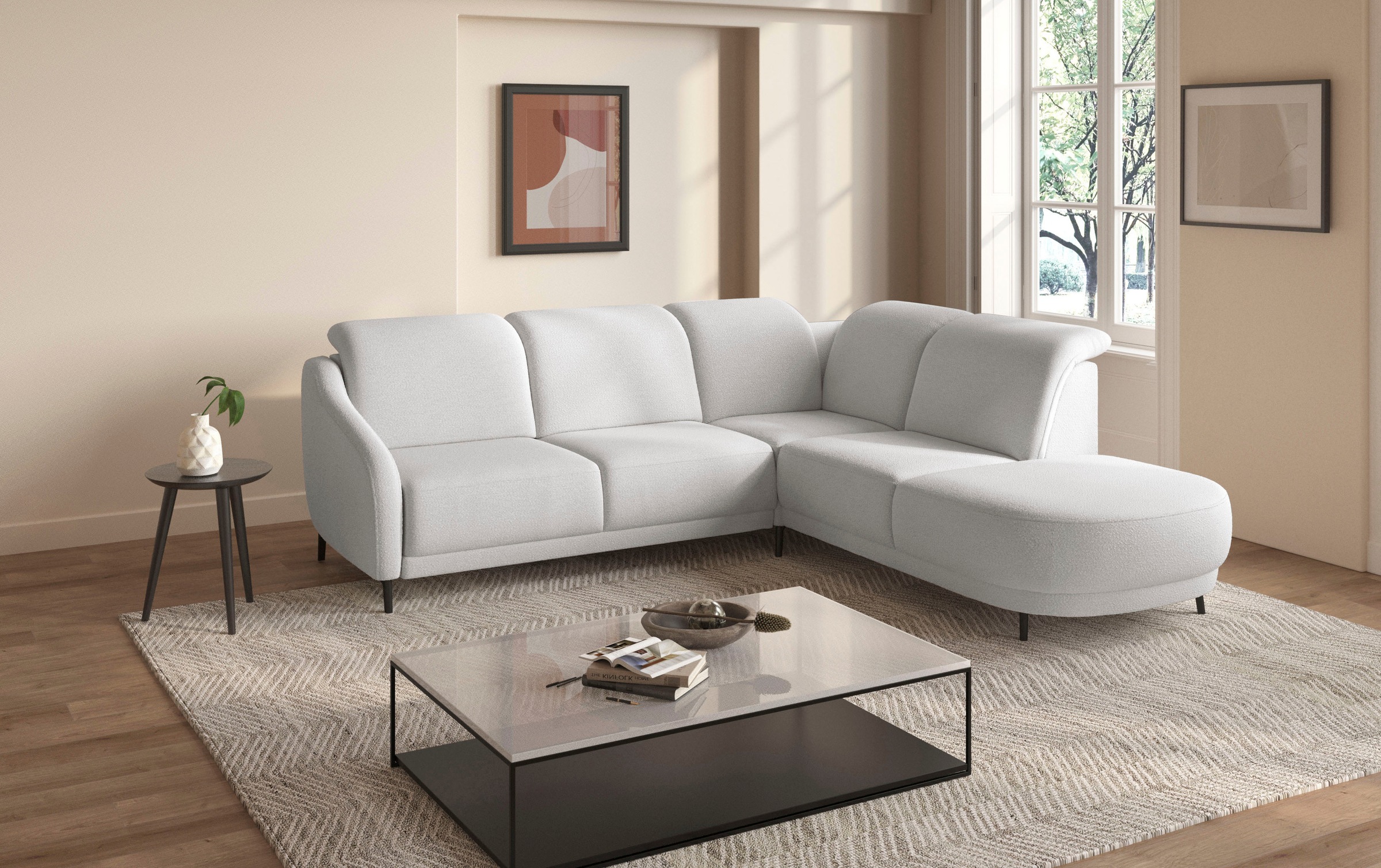 sit&more Ecksofa »Blues L-Form«, wahlweise mit Klapptisch und USB
