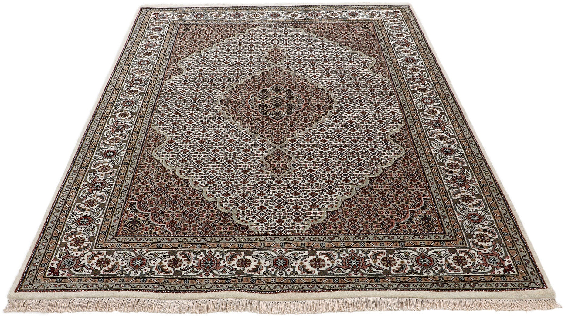 Woven Arts Orientteppich »Orientteppich Tabriz Mahi«, rechteckig, 15 mm Höhe, handgeknüpft, Wohnzimmer, reine Wolle