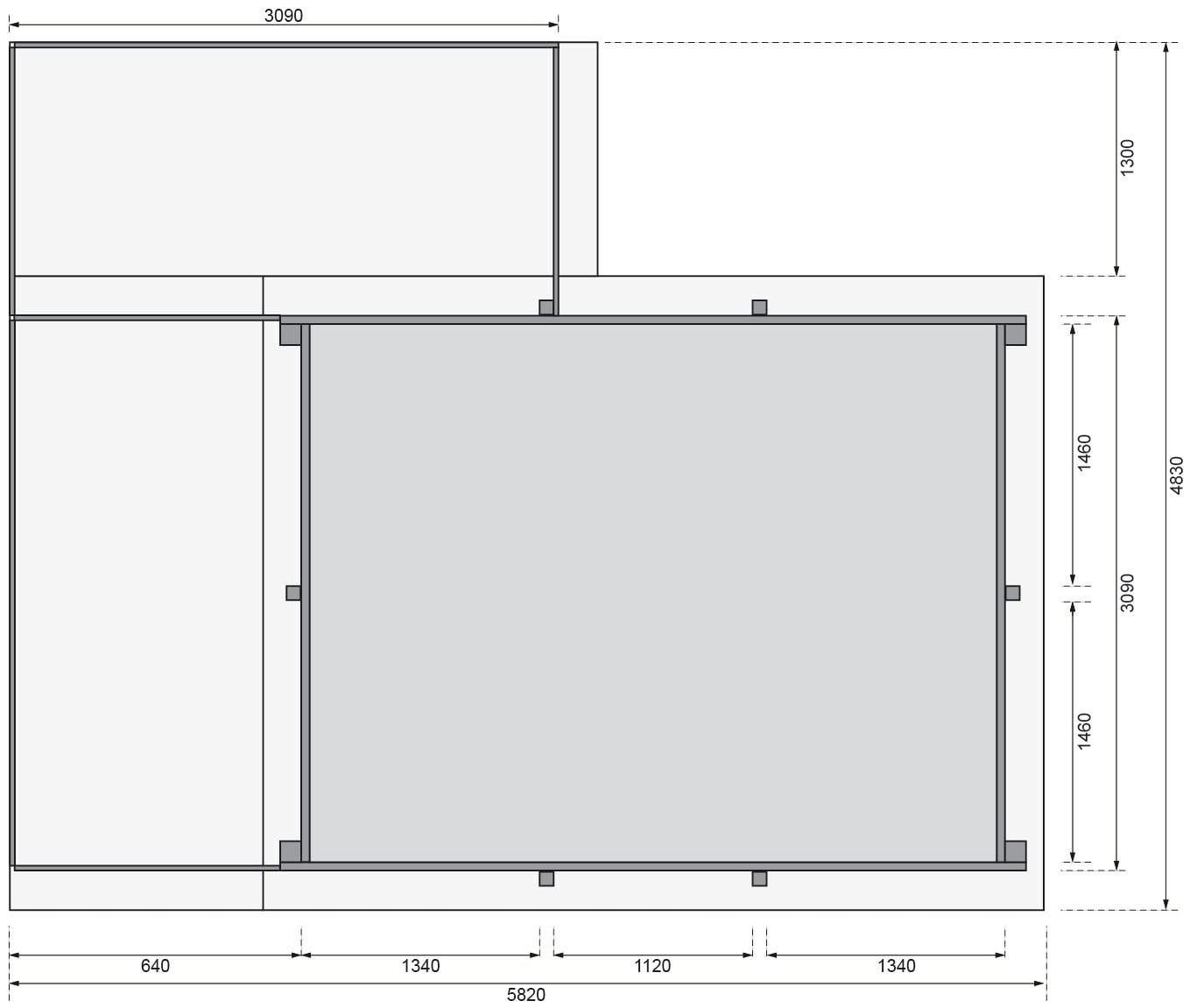 Karibu Rechteckpool »Holzpool Roma B« BxLxH: 353x400x124 cm, kesseldruckimprägniert mit 2 Sonnenterassen