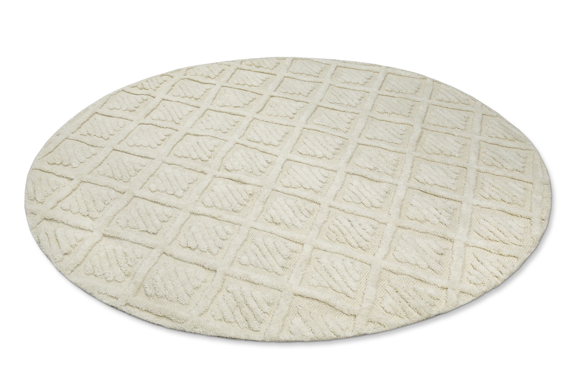 Wecon home Wollteppich »Hamptons SEVENTEEN«, rund, 10 mm Höhe, Schurwolle, Kurzflor, Wohnzimmer, Schlafzimmer, elegant, Rauten Design