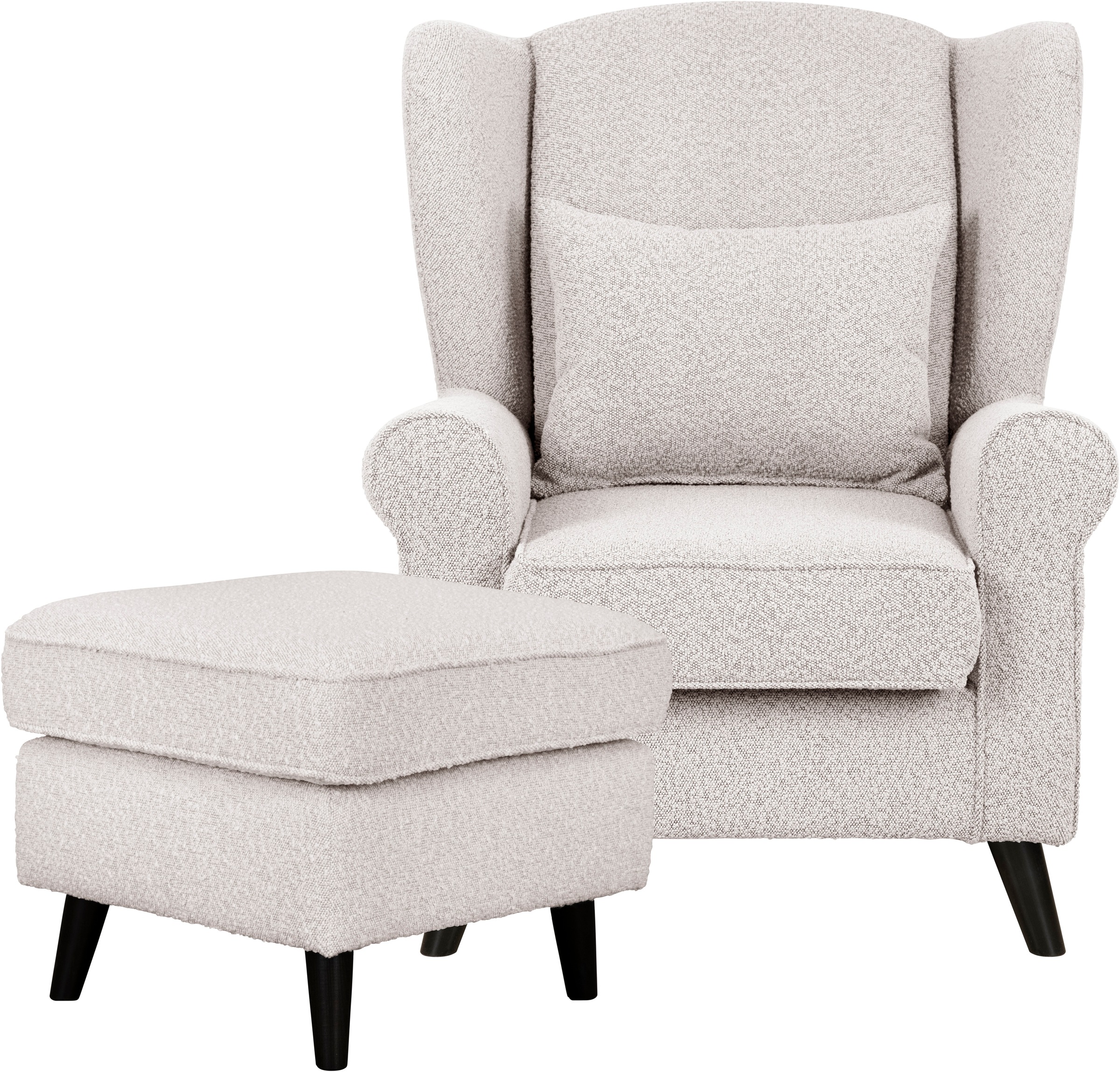 Home affaire Sessel »Ohrensessel CHISTELLE, wahlweise mit Polsterhocker«, mit Wellenunterfederung, Maße: B/T/H: 81/87/99 cm