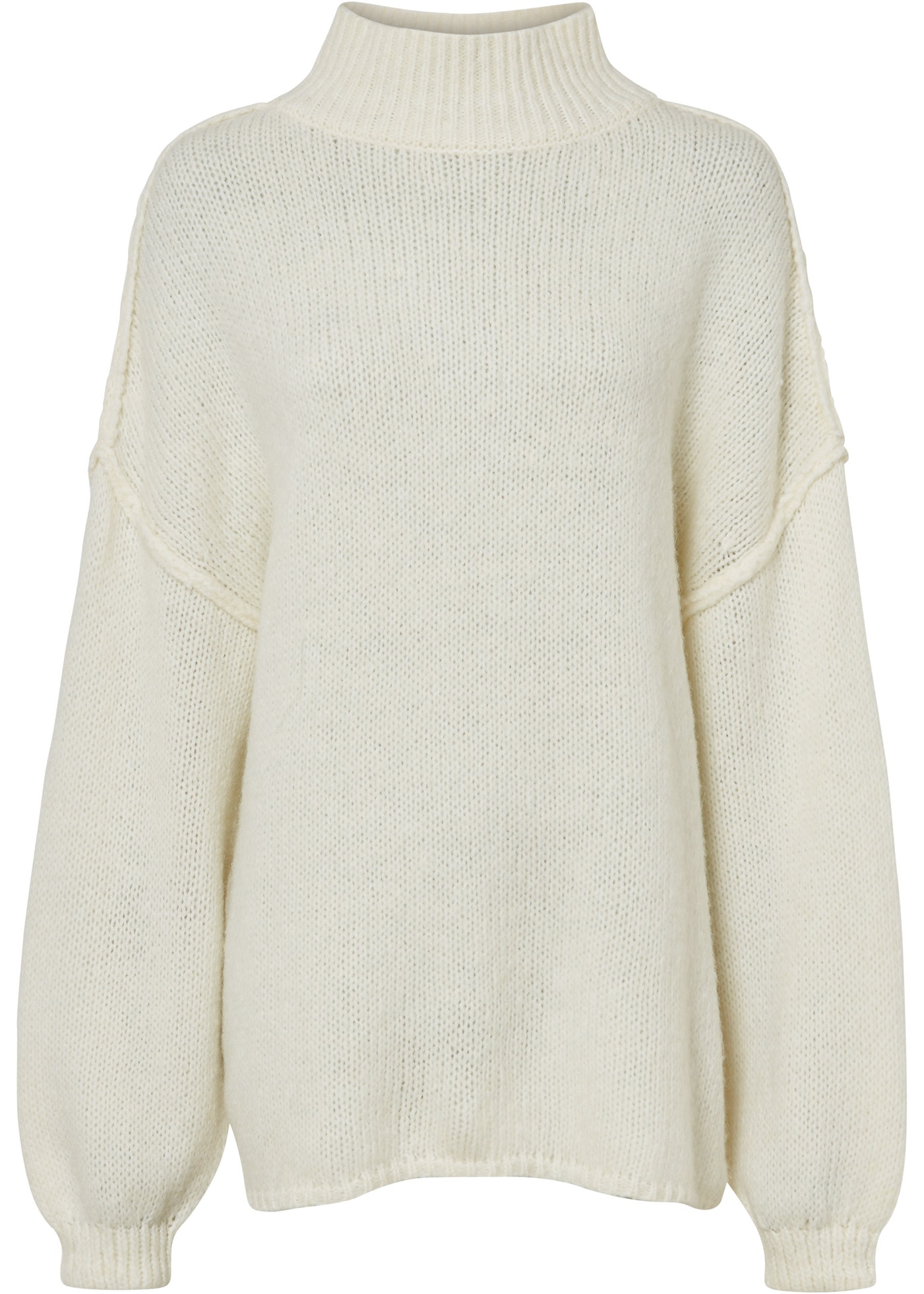 bonprix Strickpullover »Grobstrick-Pullover« mit Wollanteil, mit Stehkragen, oversized, markante Nähte