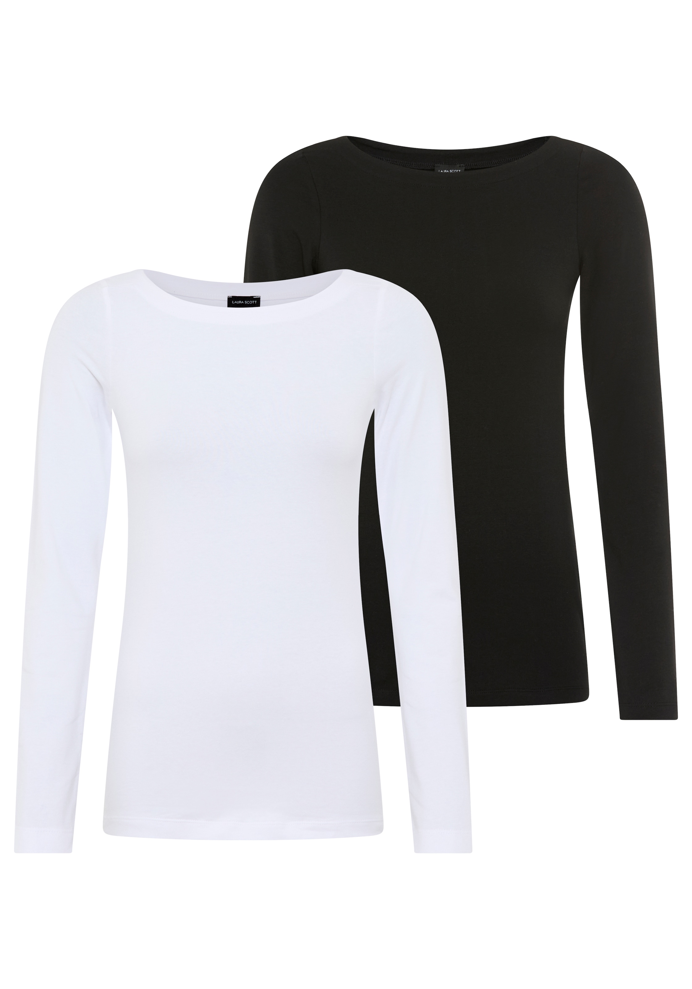 Laura Scott Longsleeve 2er-Pack,  Basic-Stil und Passform, mit U-Boot-Ausschnitt