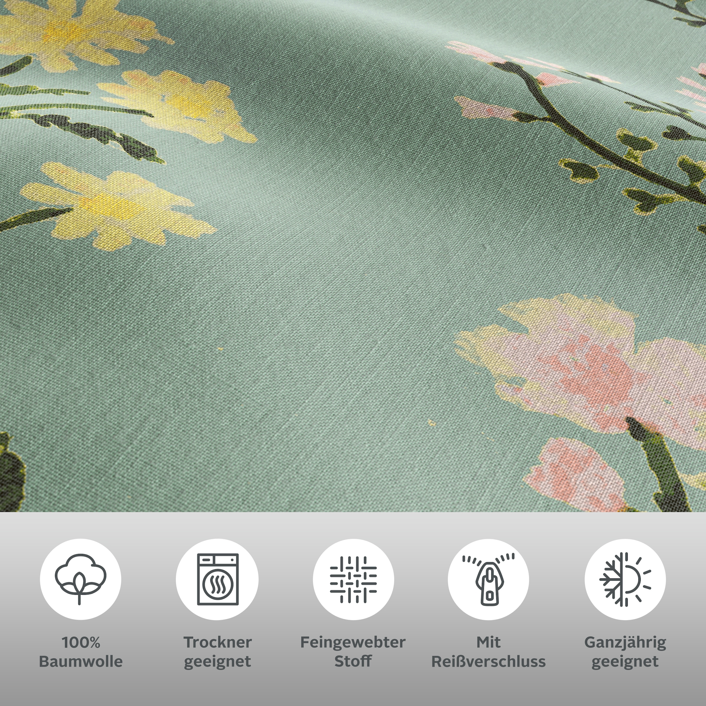 OTTO home »Claara« 2 Stk. mit Blumen Design, skandinavisch, romantische Bettwäsche