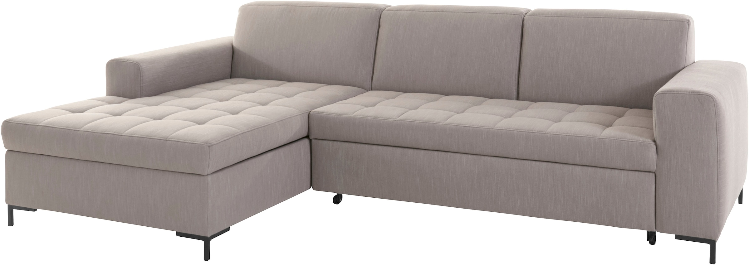 OTTO products Ecksofa »Grazzo, zeitlos und elegant, mit moderner Sitzheftung, L-Form«, hochwertige Stoffe aus recyceltem Material, Steppung im Sitzbereich