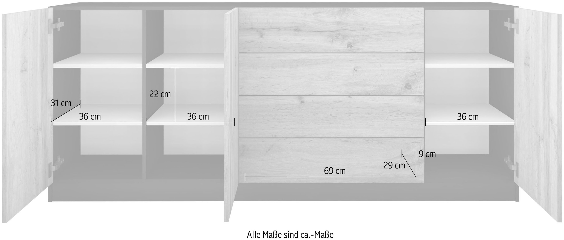 auf cm »Vaasa«, borchardt 190 kaufen Sideboard Raten Möbel Breite