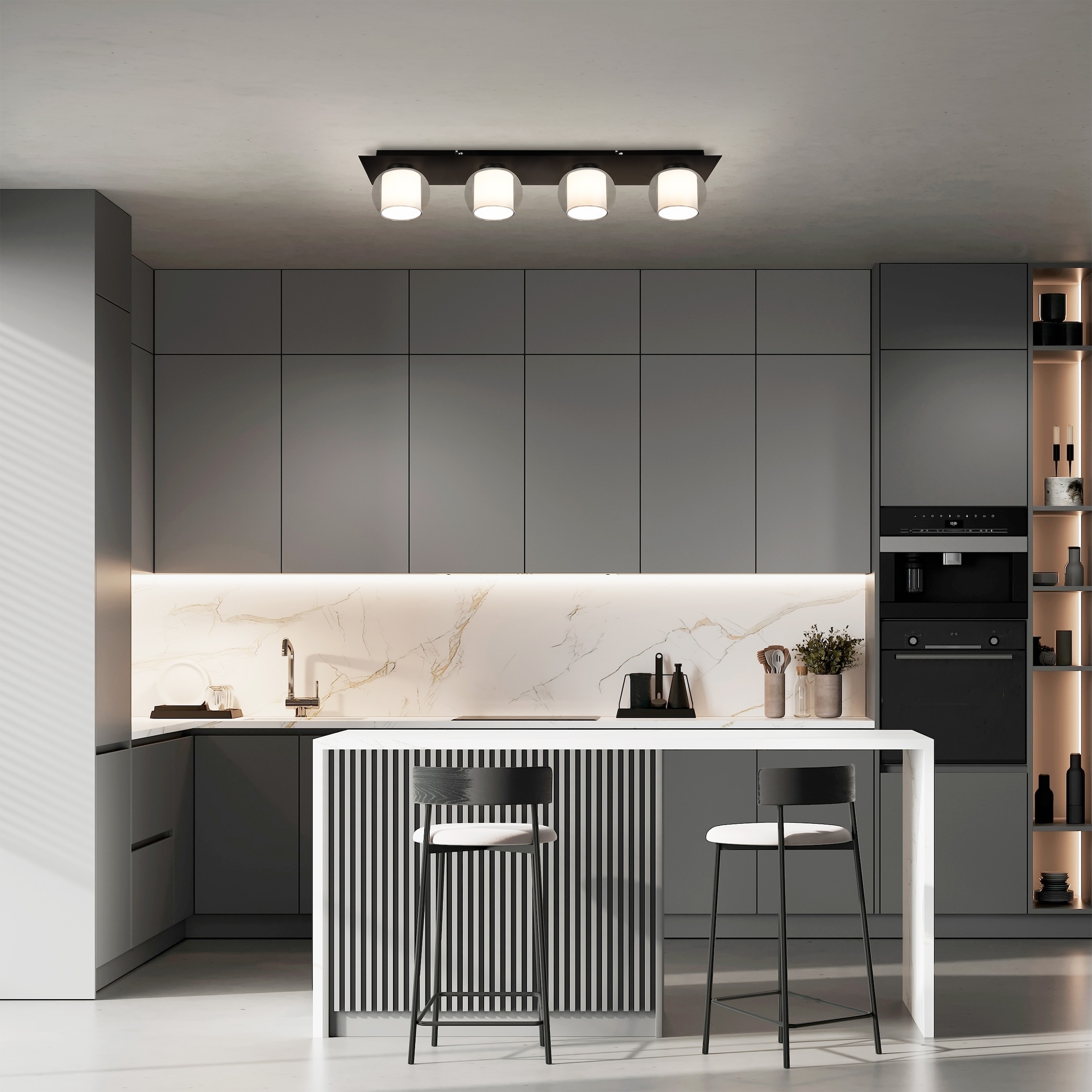 OTTO home Deckenleuchte »Tanissa mit Doppelschirm« E27 1 Stk. kugelförmig, Rauchglas, innen Stoffschirm, E27, Glasschirm, Textil