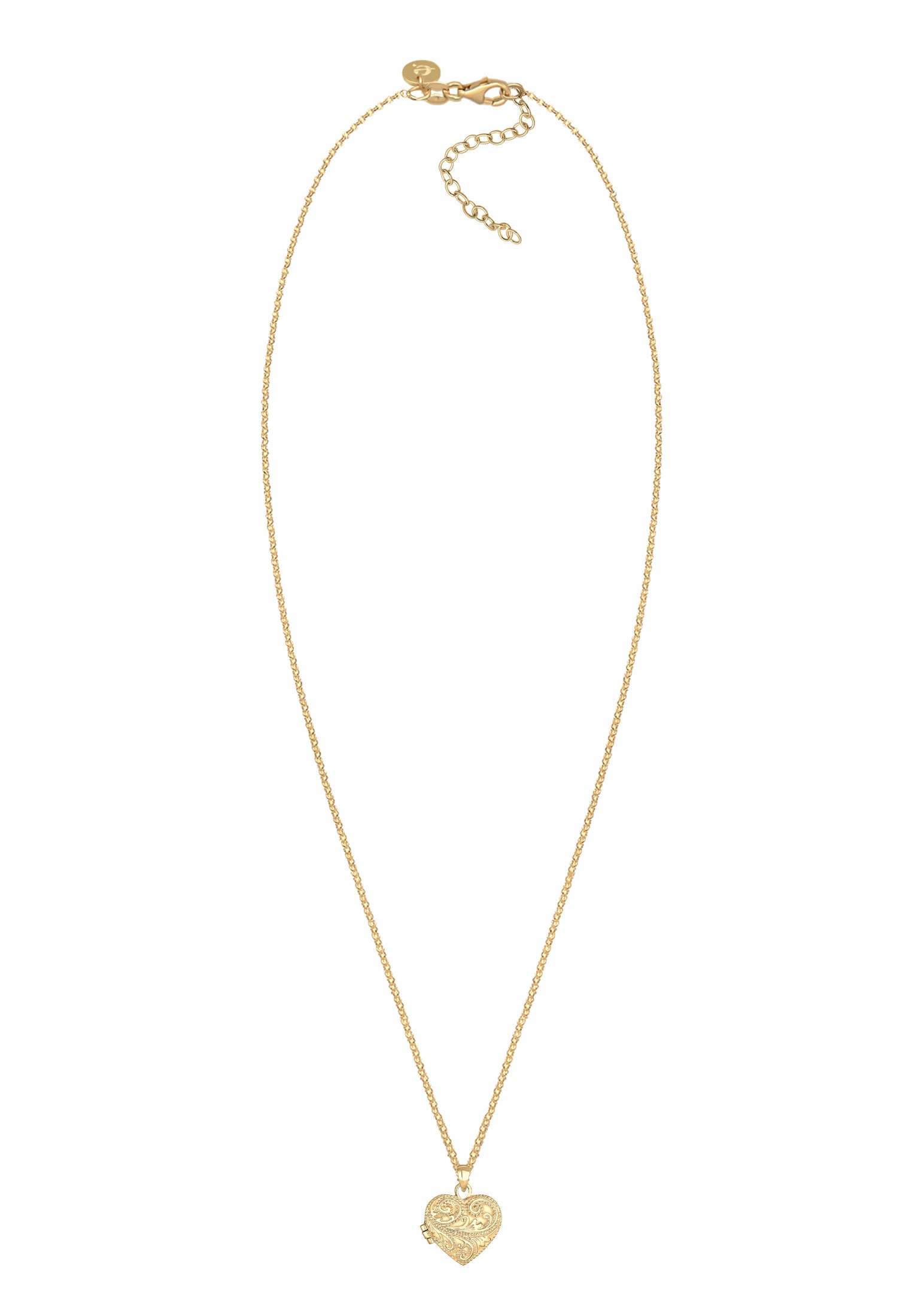 Elli Premium Kette mit Anhänger »Halskette Ornament Amulett Medaillon Herz 925 Sterling Silber vergoldet«
