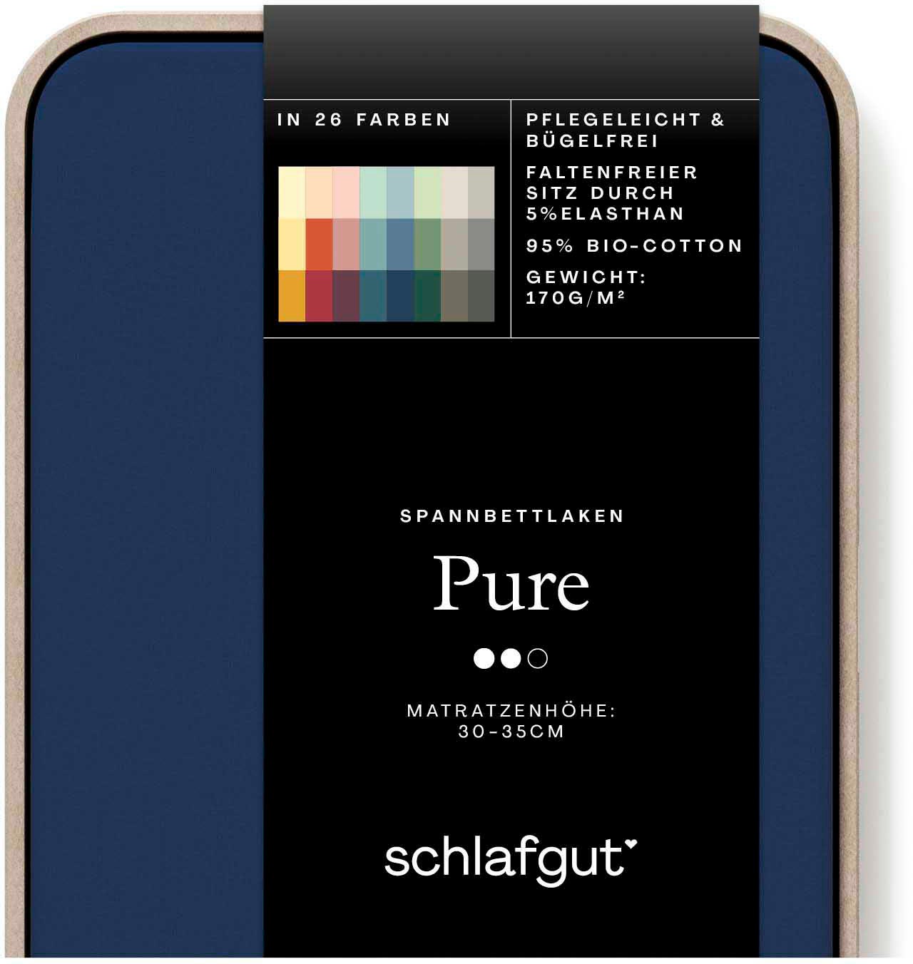 Schlafgut Spannbettlaken »PURE Bio-Baumwolle mit Elasthan, dehnbar blickdicht, straff, Bettlaken«, PREMIUM Laken für Matratzen bis 30cm Höhe, in 90x200, 140x200, 180x200