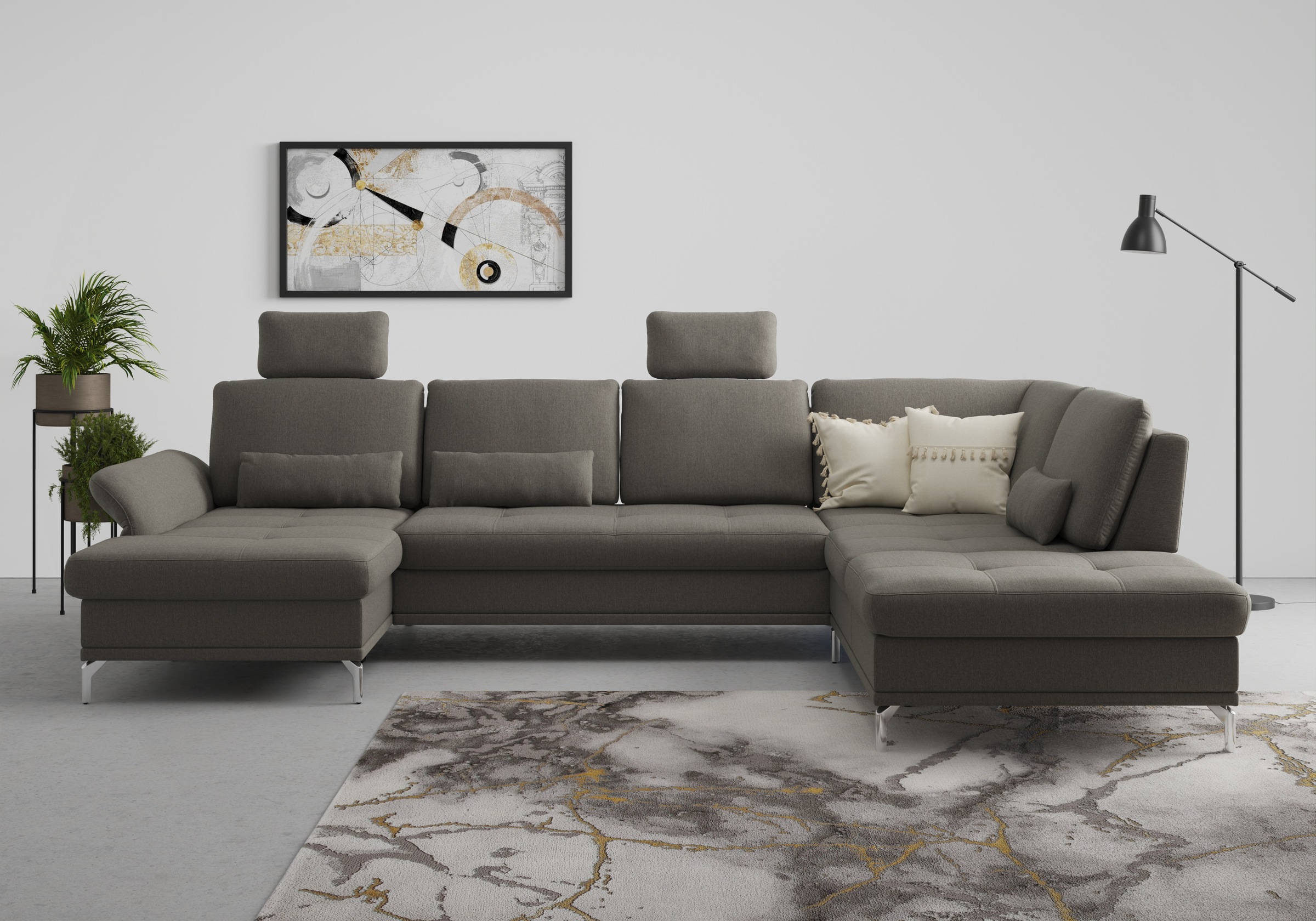 Home affaire Wohnlandschaft »Palm Beach U-Form« Federkern, mit Sitztiefenverstellung, wahlweise mit Bettfunktion