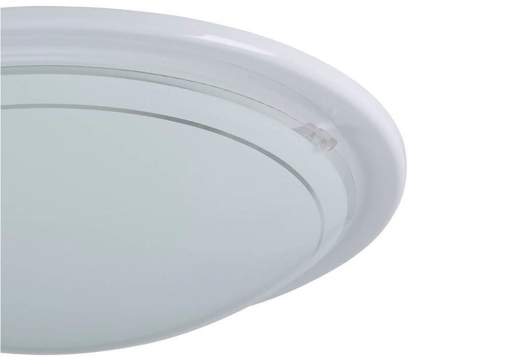 EGLO Deckenleuchte »PLANET 1 Deckenlampe, weiß, Stahl, Glas, Küchenlampe, E27«, 1 flammig, Leuchtmittel E27 | ohne Leuchtmittel, Wohnzimmerlampe, Flurlampe, Esszimmer, Büro, zeitlos, 29x29x8,5cm