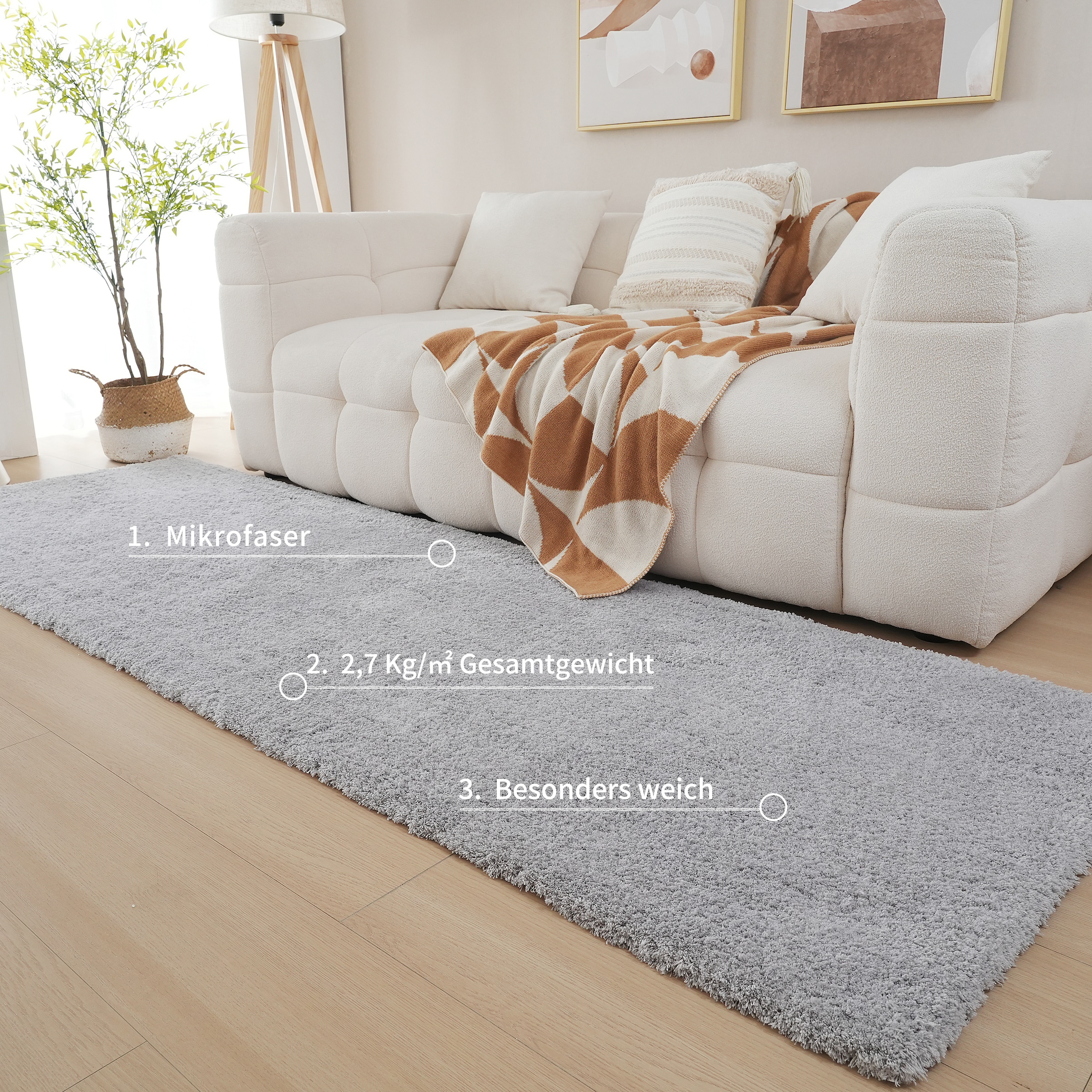 my home Hochflor-Läufer »Microfaser Teppich Magong, besonders weich, sehr feiner Flor« rechteckig 25 mm Höhe uni Teppiche, Wohnzimmer, Schlafzimmer, Kinderzimmer, Flur, Brücke
