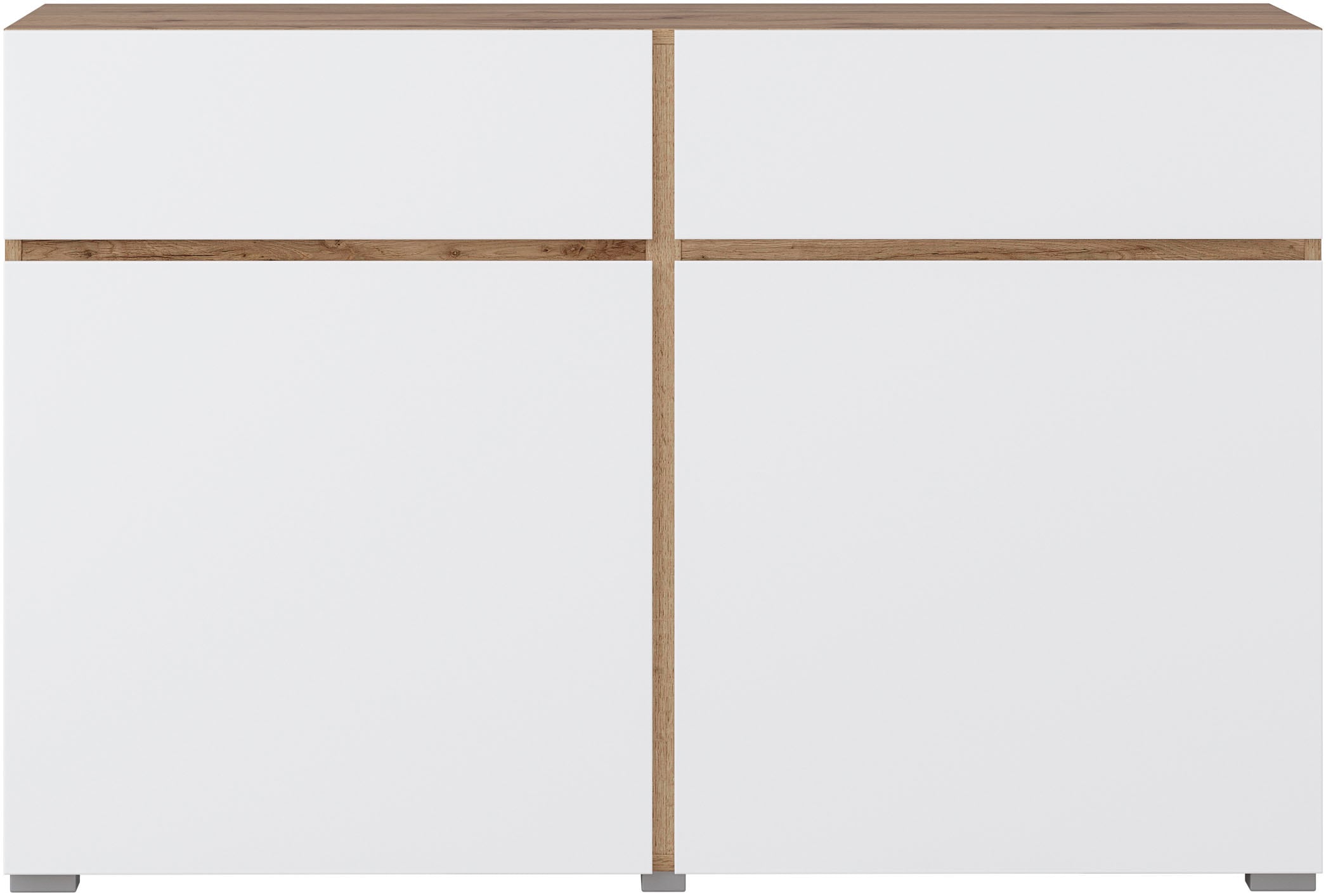 INOSIGN Sideboard »Cross,Breite 119,5 cm, moderne grifflose Kommode,2 Türen/2 Schubkästen«, Schubladenschrank,Anrichte mit viel Stauraum, Einlegeböden verstellbar