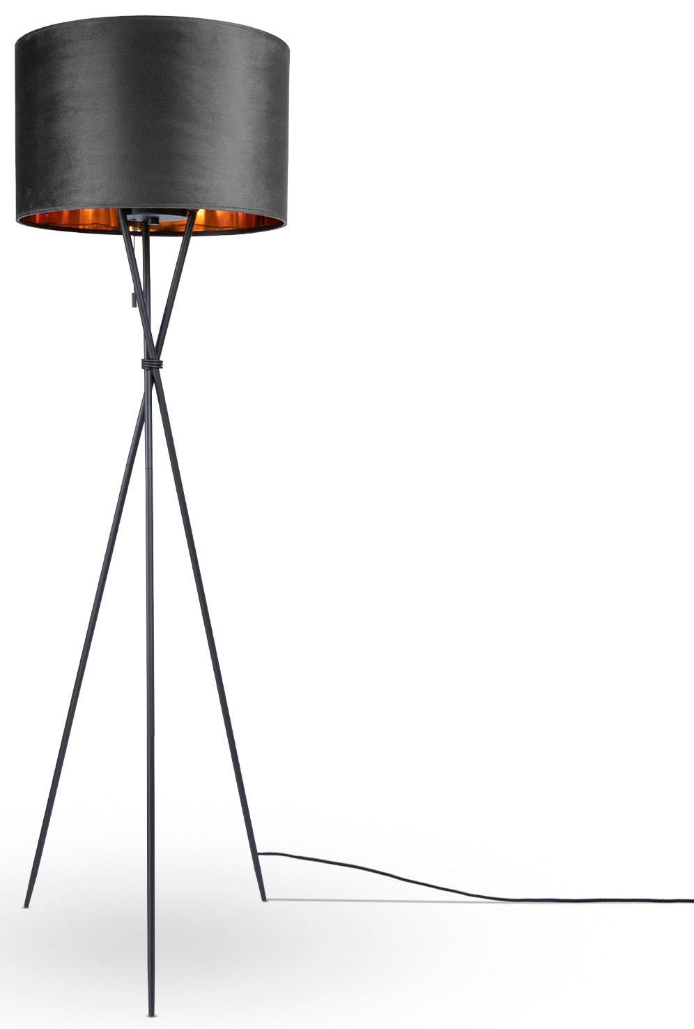 Paco Home Stehlampe »Kate mit XXL 3 Wohnzimmer Jahren 177,5cm | Garantie Standleuchte Color«, Filigran online Velour Dreibein uni kaufen E27 Höhe