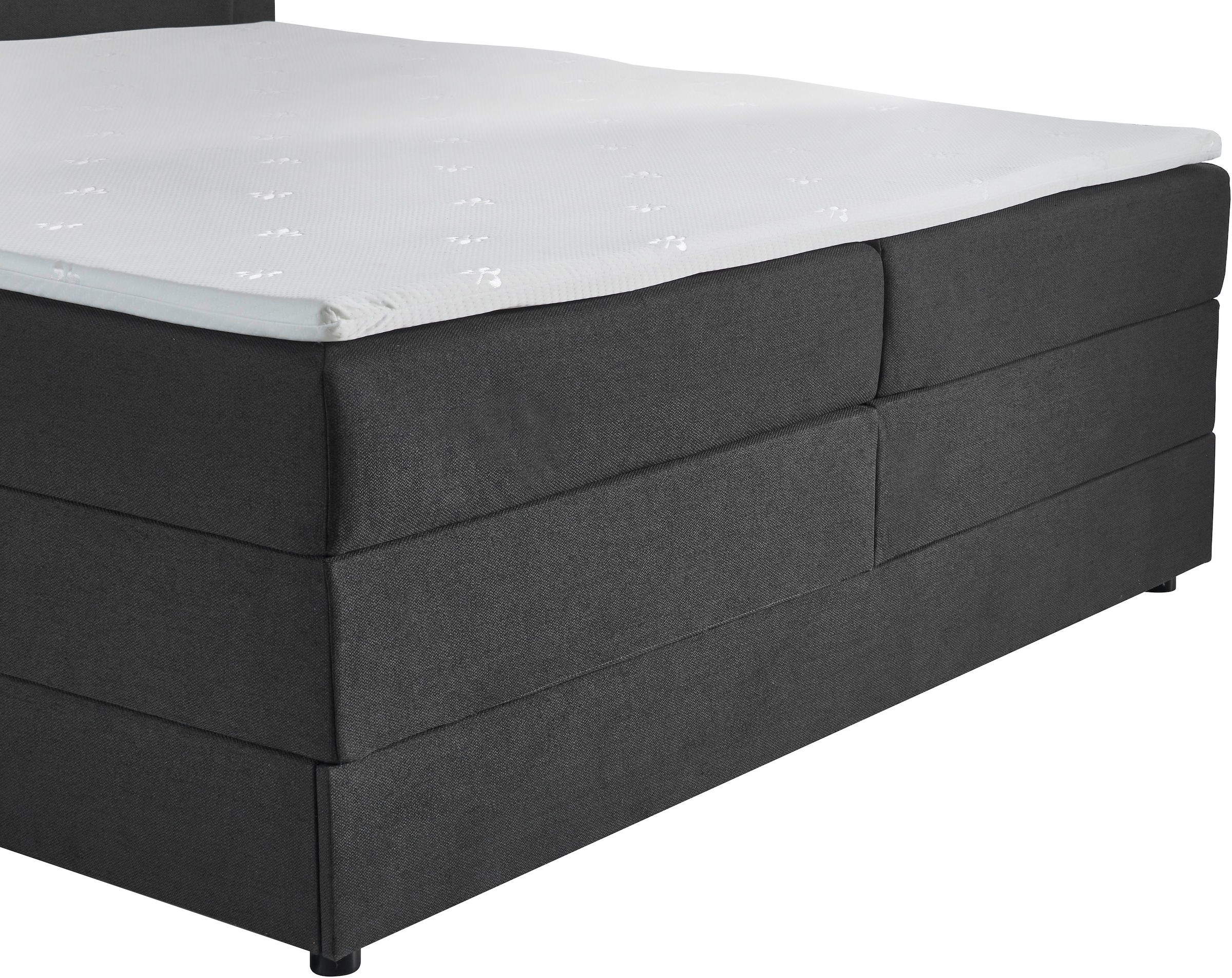 INOSIGN Boxbett »ELVERTA, Polsterbett mit Bettkasten, inkl. Taschenfederkernmatratze H3« mit Topper und LED-Beleuchtung, Strukturstoff-Bezug,  180x200 cm