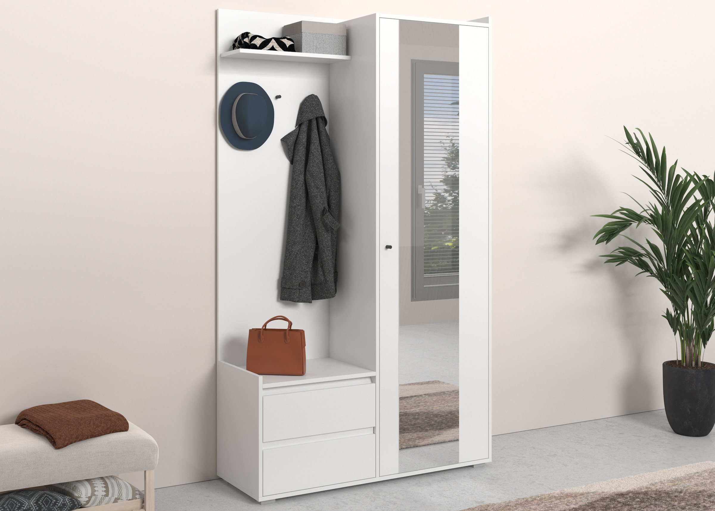 Garderobenschrank »Kosmo«, mit Spiegel Maße 118 x 30 cm, Höhe 190 cm, Breite 110 cm