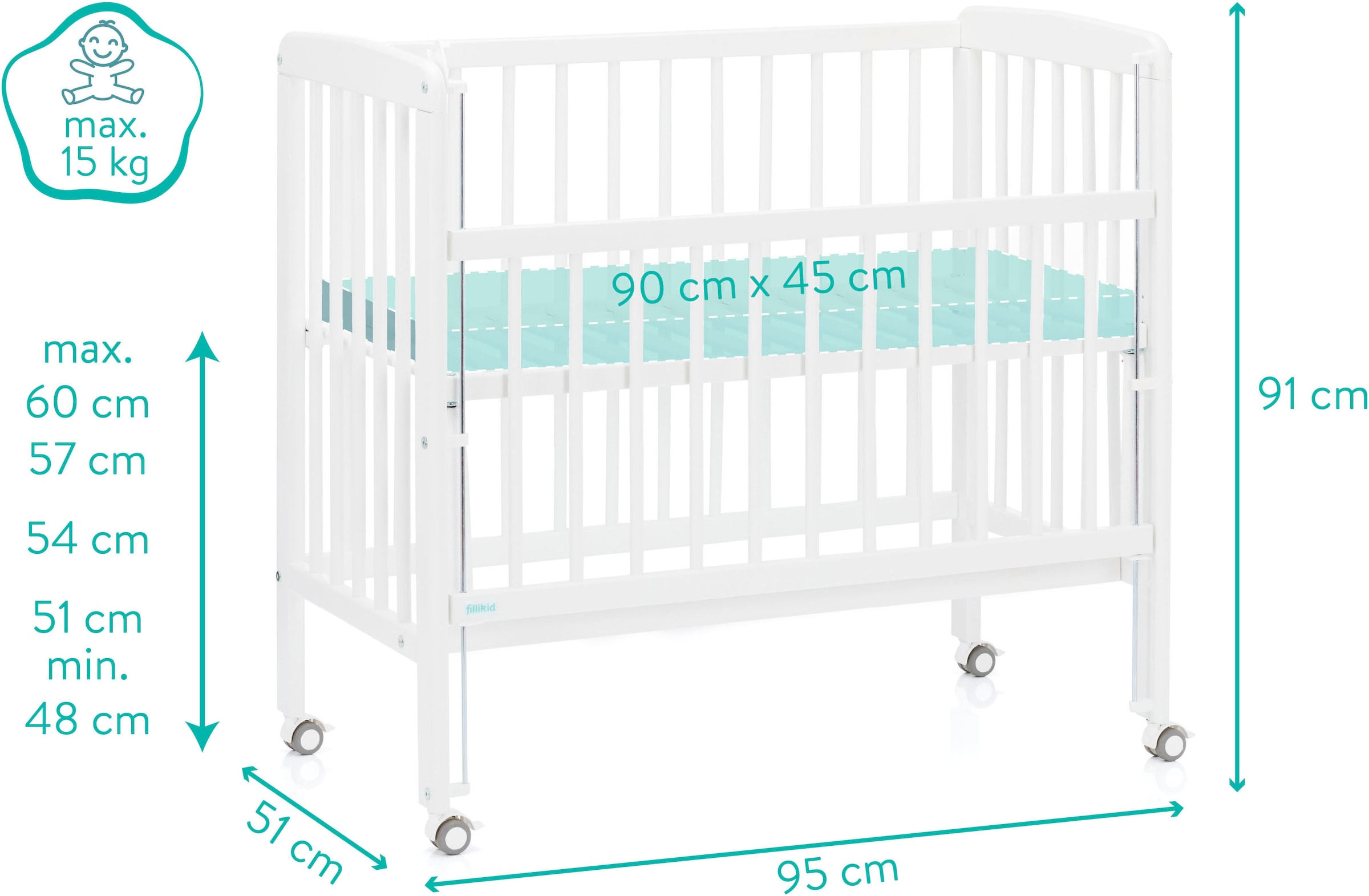 Fillikid Beistellbett »Nino« inkl. Matratze; Made in Europe