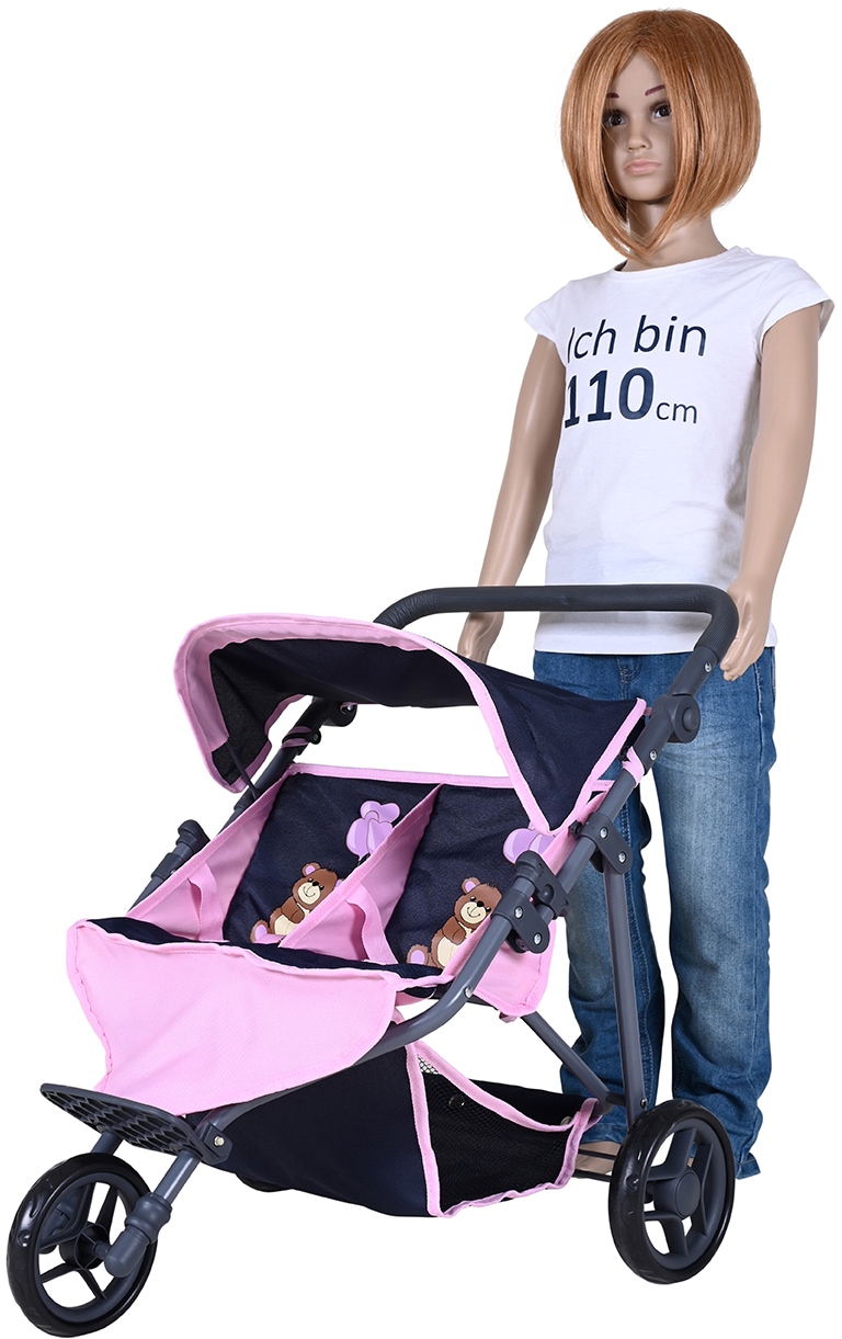 Knorrtoys® Puppen-Zwillingsbuggy »Duo - Navy Pink Bear«