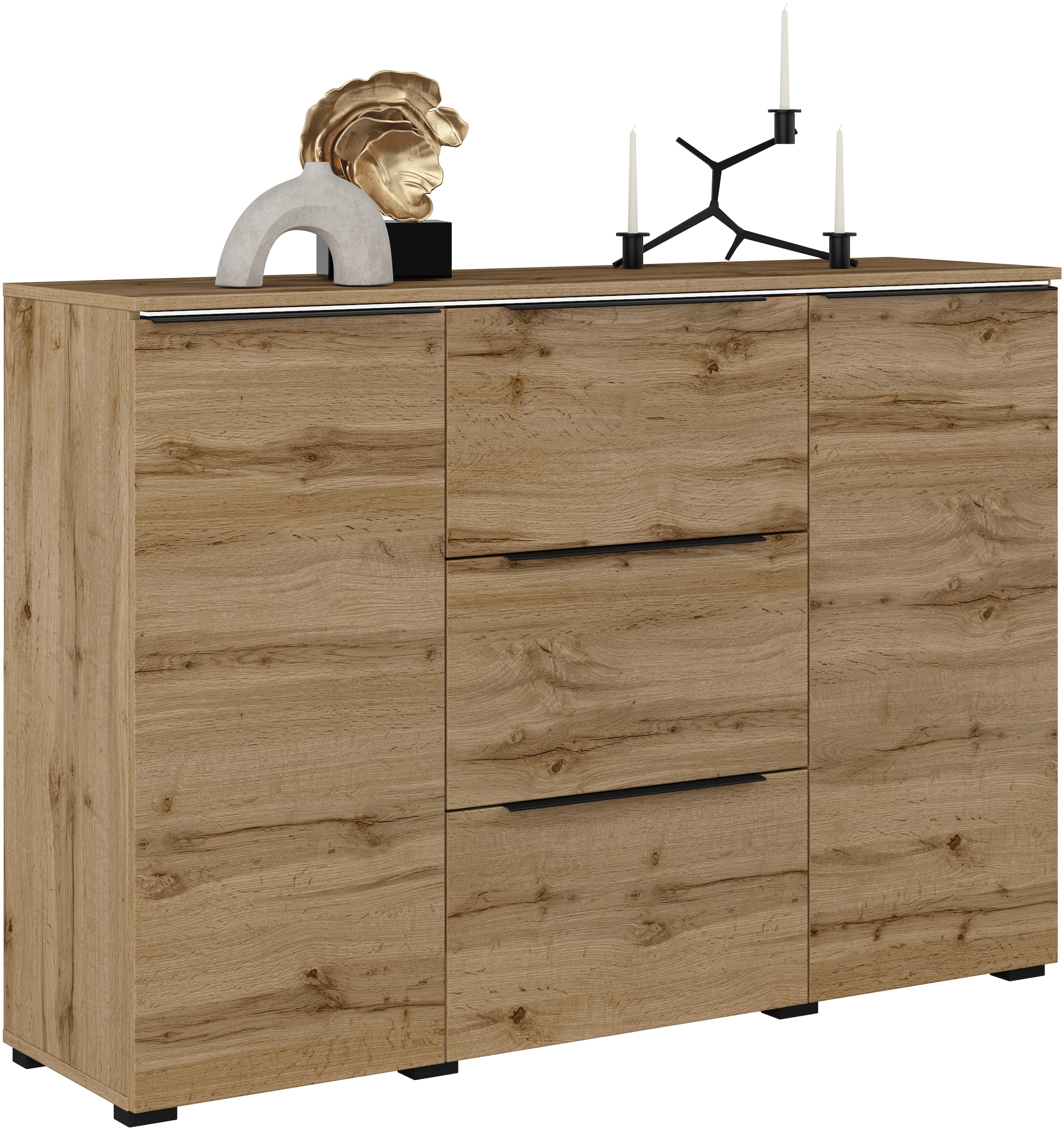INOSIGN Sideboard »Tana, Breite 132 cm, moderne Kommode 3 SK,2 Trg«, Schubladenschrank,Anrichte mit viel Stauraum, Einlegeböden verstellbar