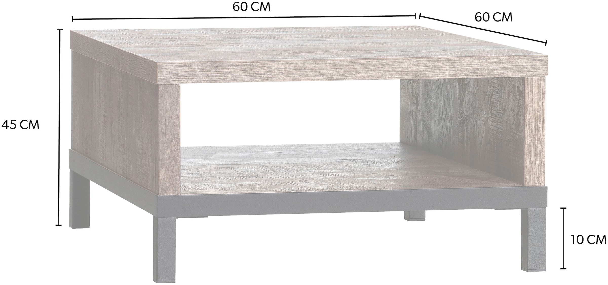 OMG Design Couchtisch »Stanley« 1 Stk. tlg. Zeitloser Landhausstil, mit Metallgestell