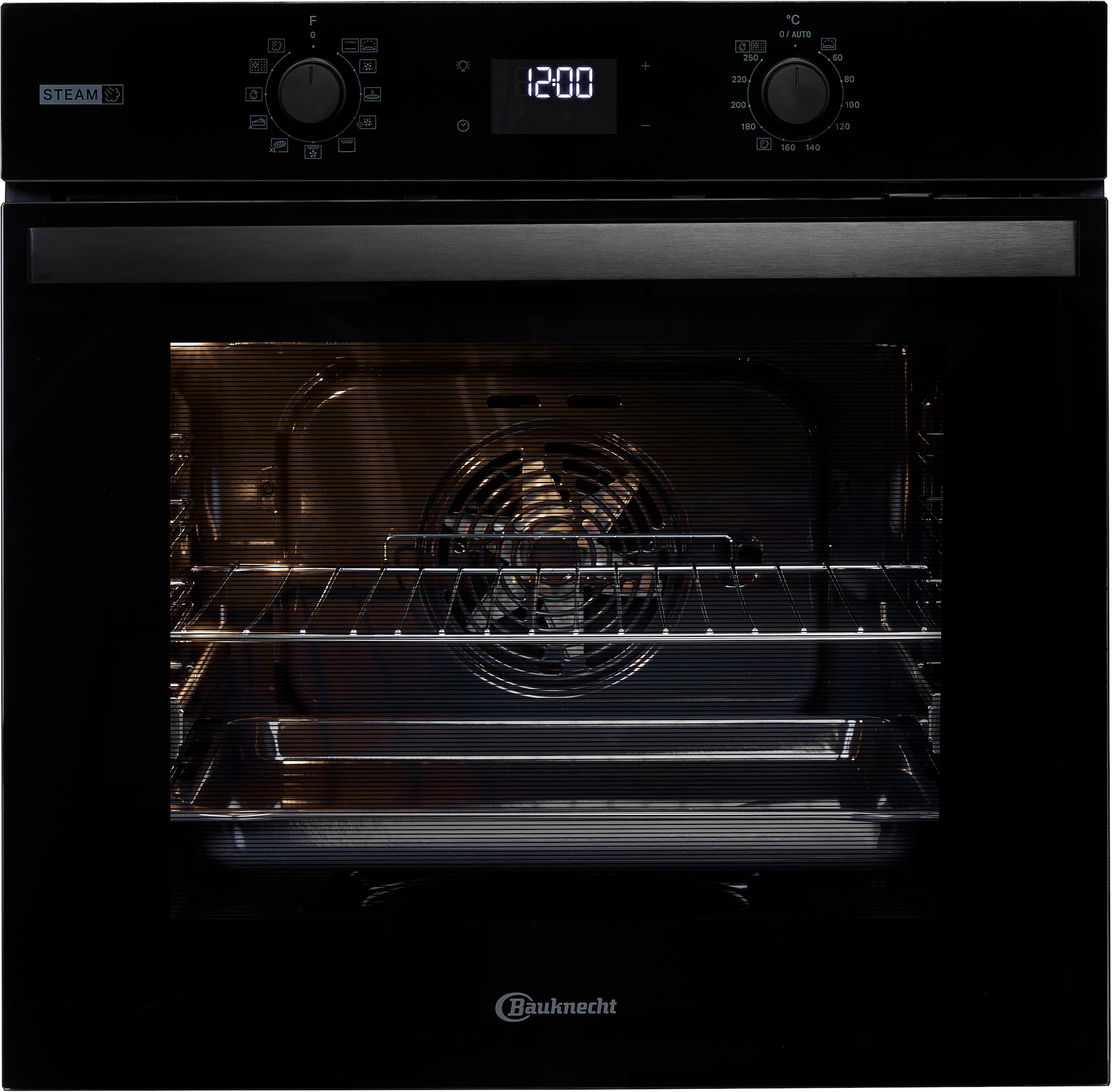 BAUKNECHT Backofen-Set »BAKO 800 Pyro Steam« mit 1-fach-Teleskopauszug FlexiClean - zwei mühelose Reinigungsfunktionen (Pyrolyse & Hydrolyse) je nach Bedarf Set, 2 Stk. tlg. GentleSteam - für ein saftiges Inneres und ein knuspriges Äußeres