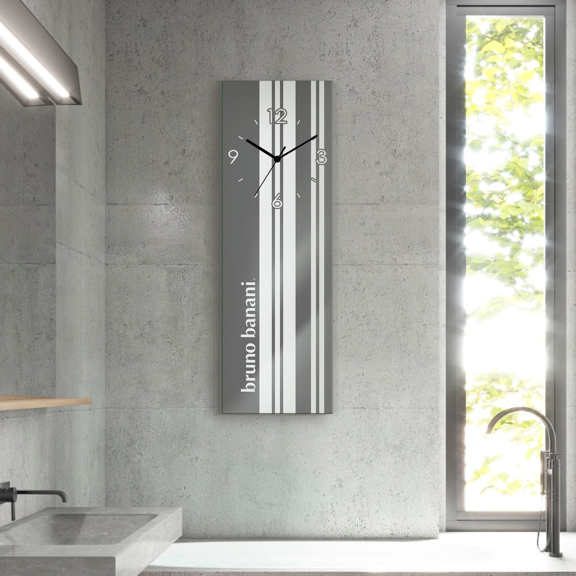 Bruno Banani Wanduhr "Stripes auf Glas" wahlweise mit Quarz- oder Funkuhrwerk, lautlos ohne Tickgeräusche
