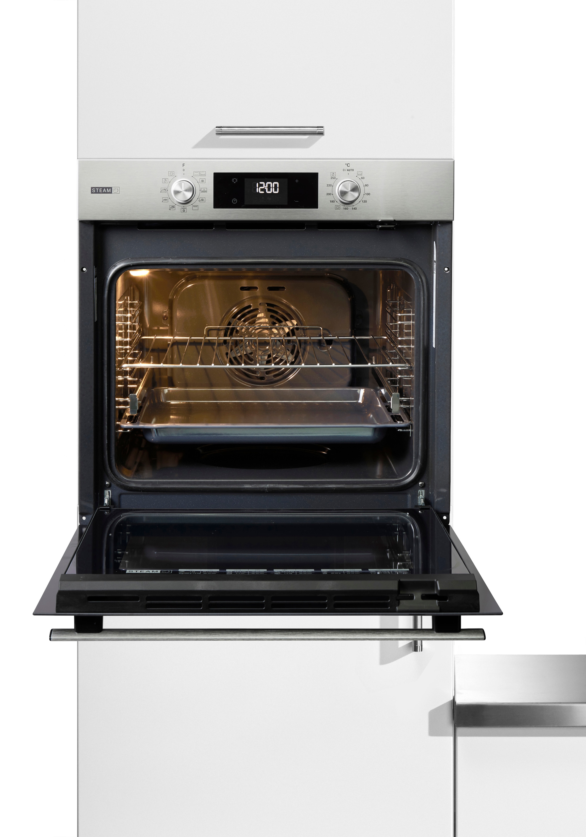 BAUKNECHT Backofen-Set »BAKO 760 Steam IN« mit 1-fach-Teleskopauszug Hydrolyse Set, 2 Stk. tlg. GentleSteam - für ein saftiges Inneres und ein knuspriges Äußeres