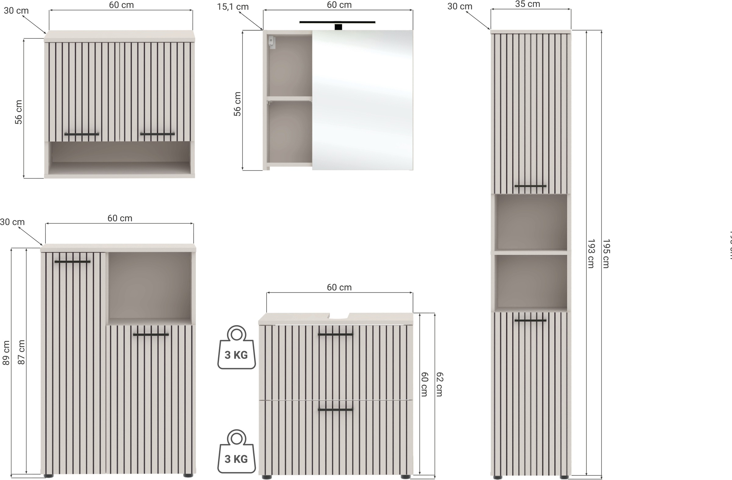 RESPEKTA Badezimmer-Set »Tilda« 5 Stk. tlg.
