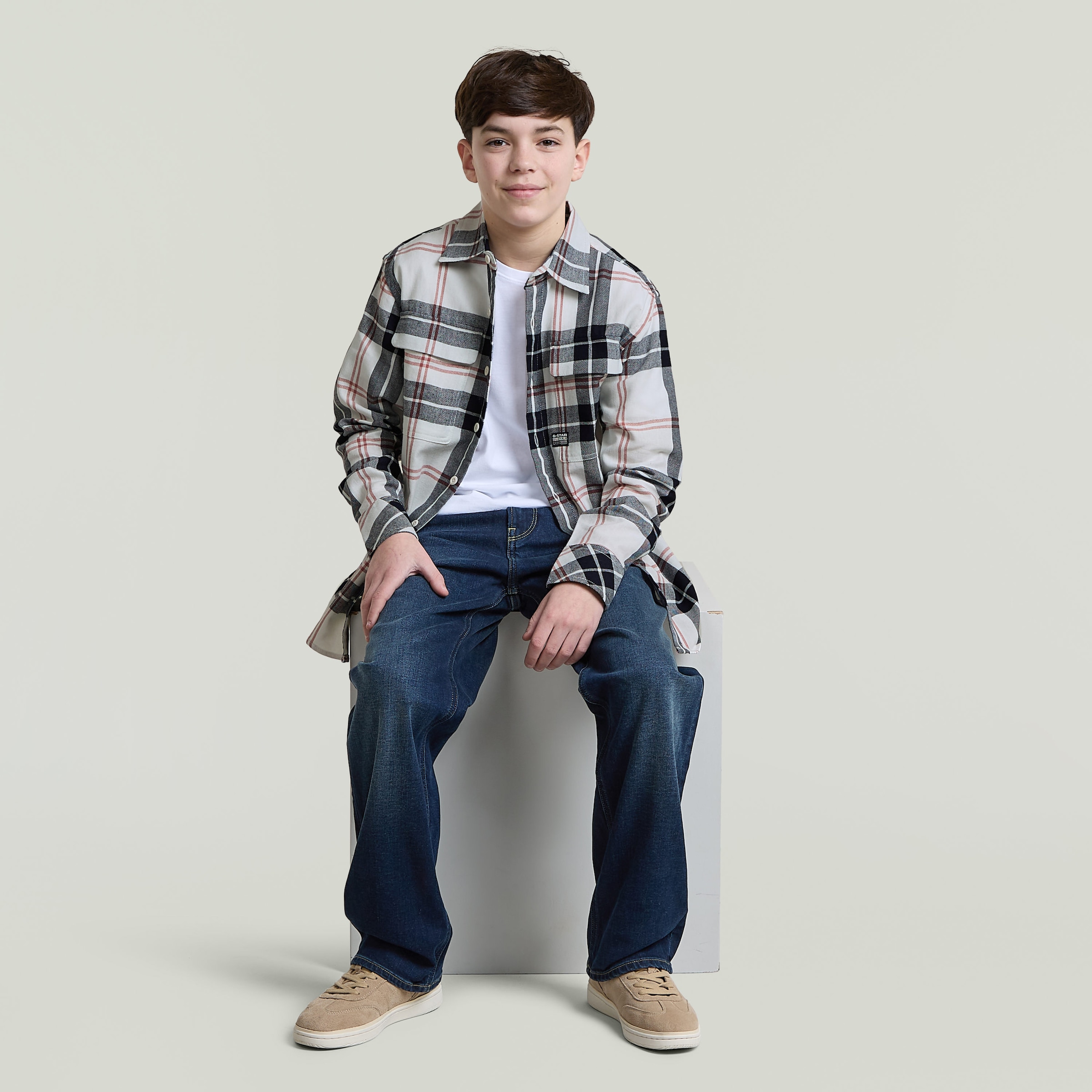 G-STAR Straight-Jeans »KIDS, DAKOTA REGULAR STRAIGHT« mit regulärem Bund, Baumwoll-Denim