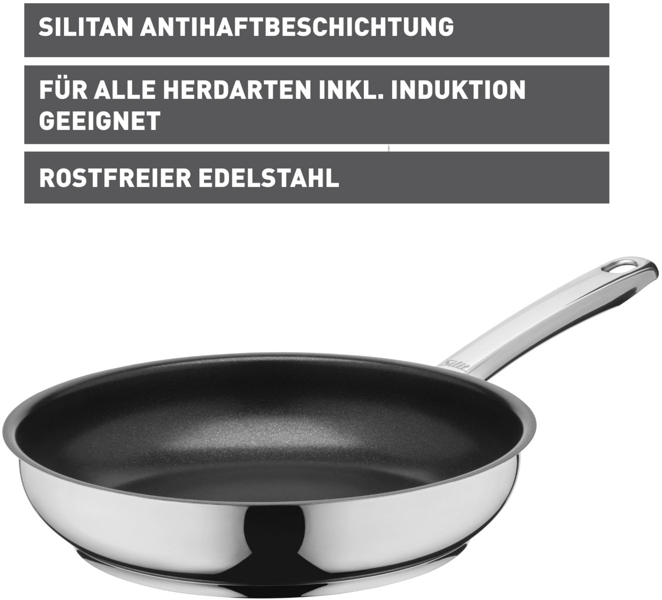 Silit Bratpfanne »Calabria Induktion«, Cromargan® Edelstahl Rostfrei 18/10, (1 tlg.), mit Antihaftbeschichtung, für alle Herdarten geeignet