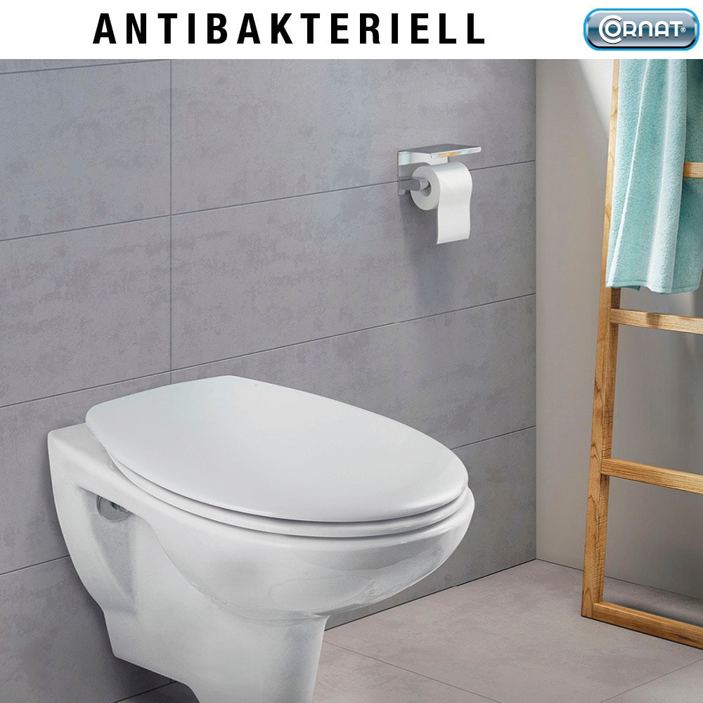 CORNAT WC-Sitz »Flaches Design - Pflegeleichter Duroplast - Quick up & Clean Funktion«, Absenkautomatik - Bequeme Montage von oben / Toilettensitz