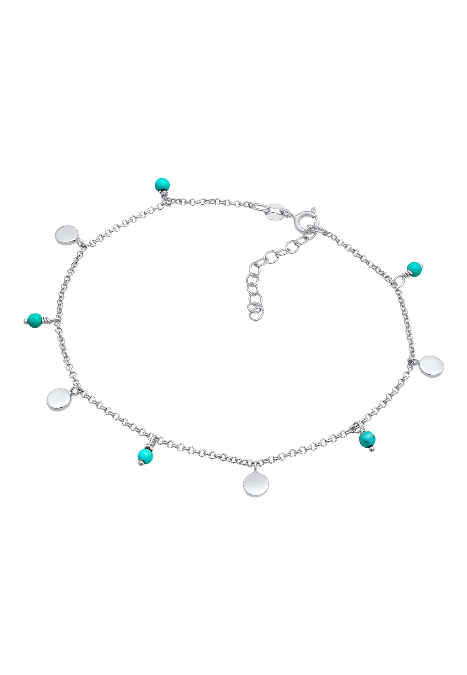 Elli Fußkette »Fußschmuck Erbskette Plättchen Howlith Türkis 925er Silber«