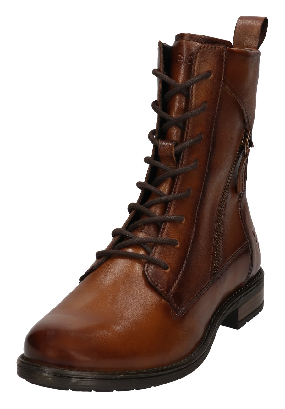 Schnürstiefelette, mit Zierreißverschluss außen