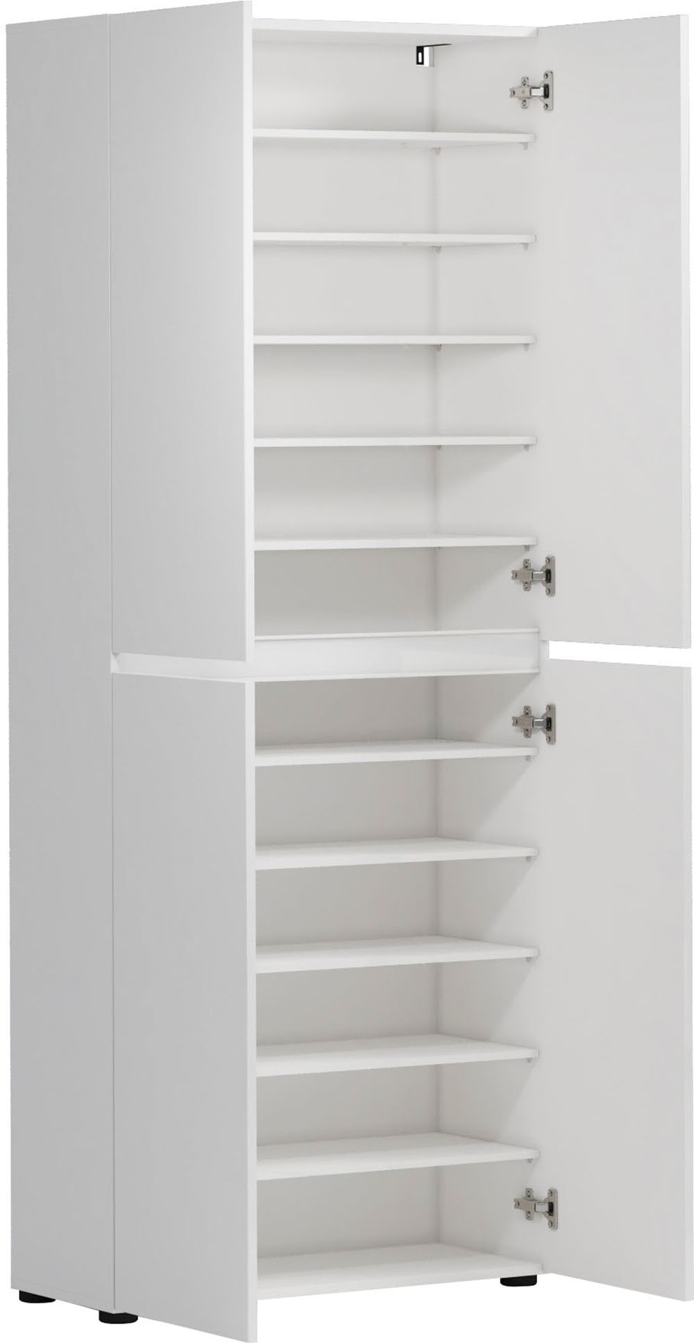 INOSIGN Schuhschrank »Mister,Schuhkommode,Schuhmöbel,Schuhablage,Schuhregal«, Breite 80 cm, Höhe 200 cm, Tiefe 34 cm, 4 Türen, 12 Fächer, 2 Spiegel