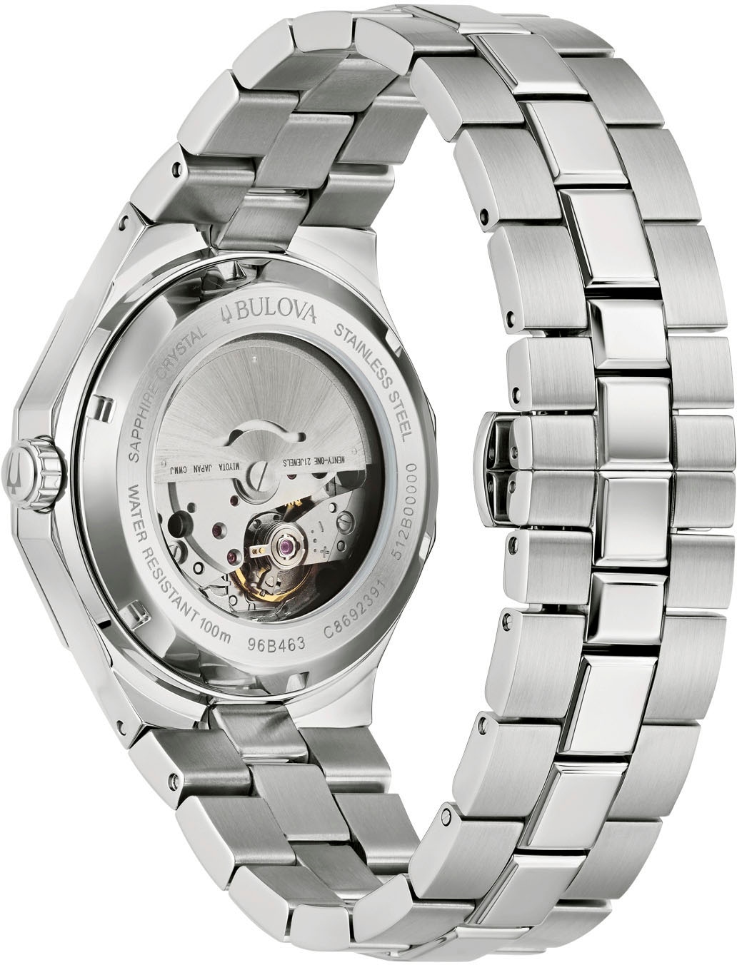 Bulova Automatikuhr, Armbanduhr, Herrenuhr, Mechanische Uhr, Edelstahlarmband, analog, Tag