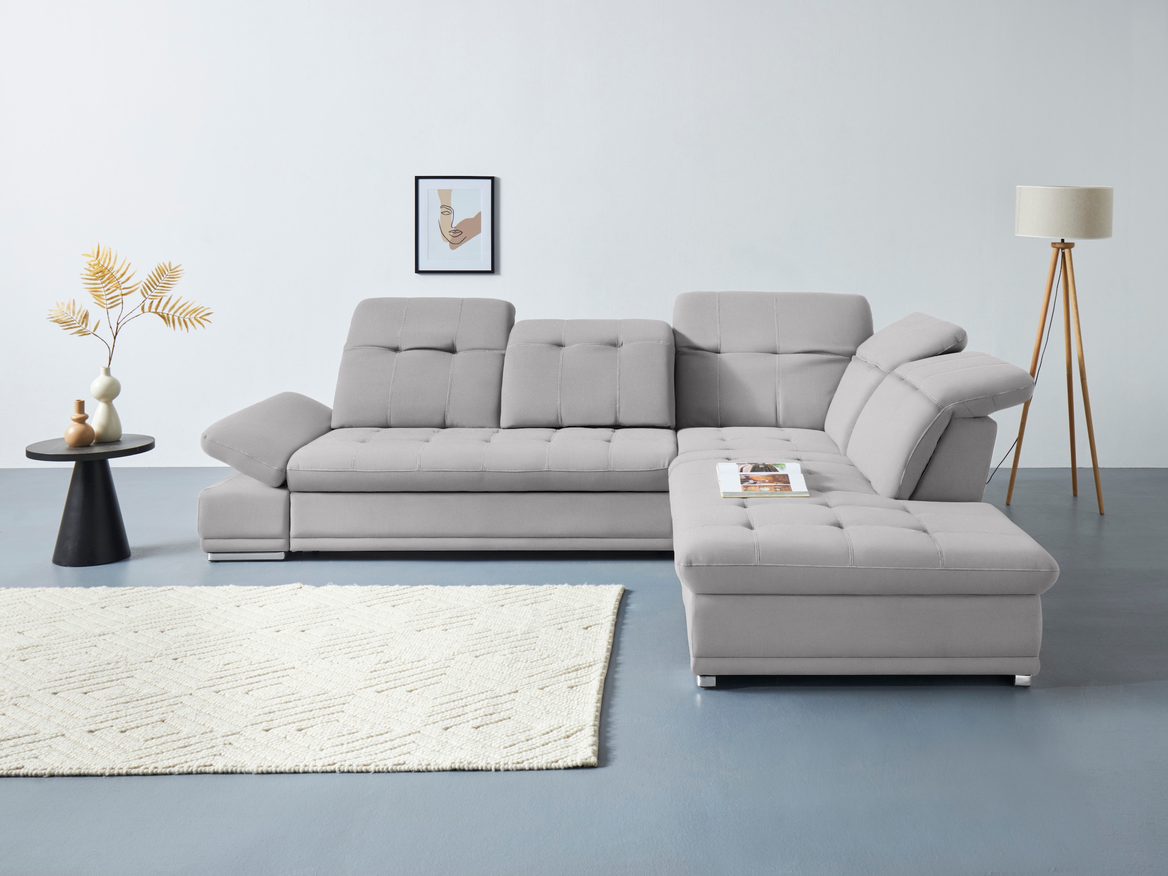 COTTA Ecksofa »Holiday L-Form mit Sitztiefen-, Armteil- und Kopfteilverstellung«, wahlweise mit Bettfunktion inkl. Bettkasten