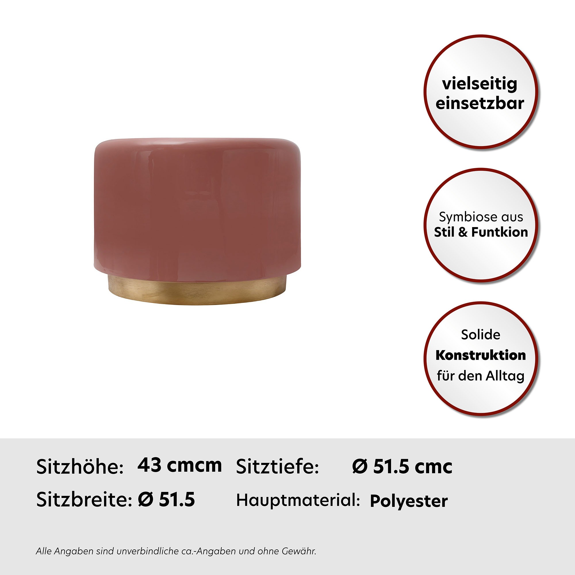 Kayoom Sitzhocker »Hocker Artisse, Edler Touch durch goldenen Sockel«, (1 St.), stilvoll, farbig lackiert, dekorativ, Moderner Look