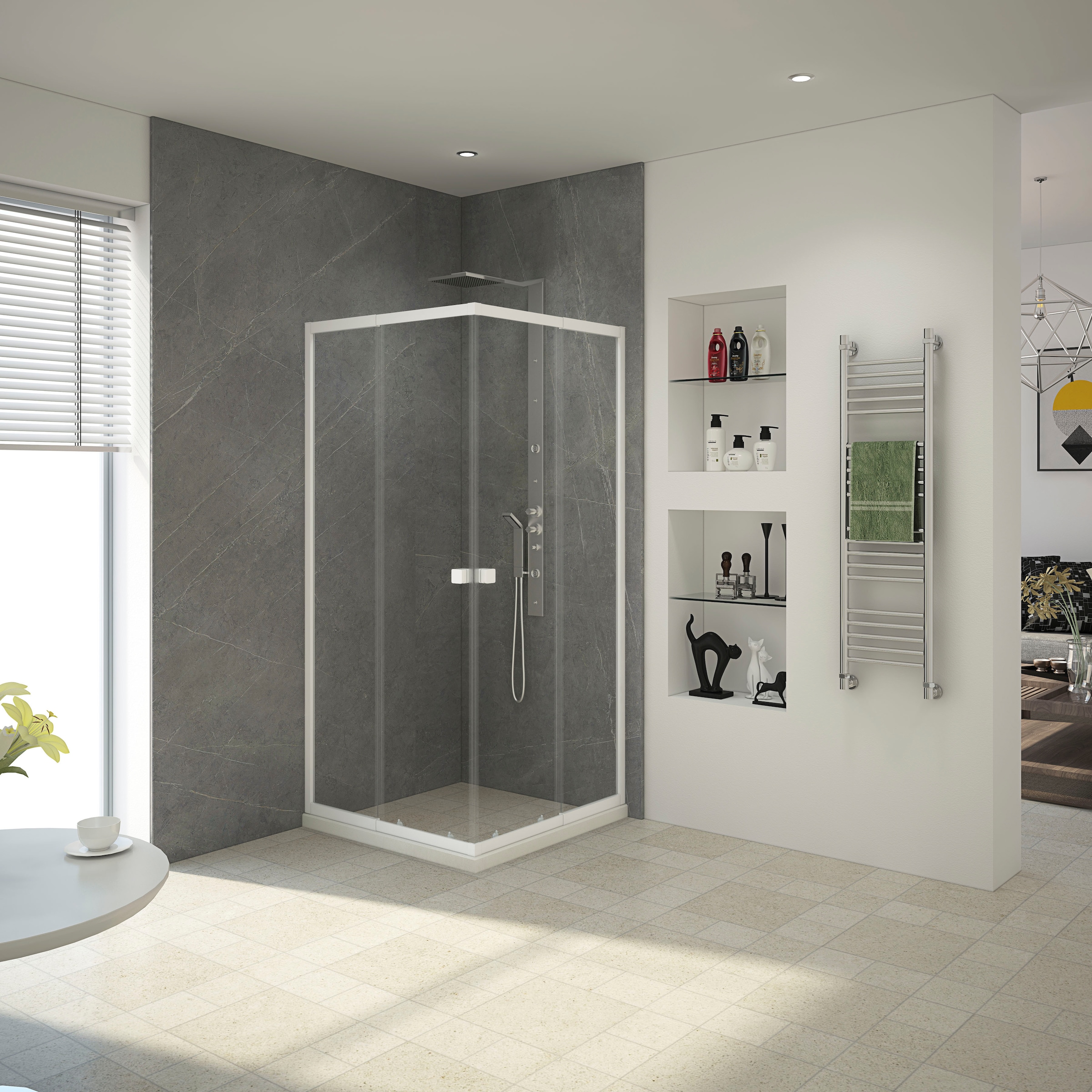 Marwell Eckdusche »Glasdusche Flexi 90x90x190 cm«, Variable Breite 77 cm bis 90 cm, Duschkabine mit Eckeinstieg