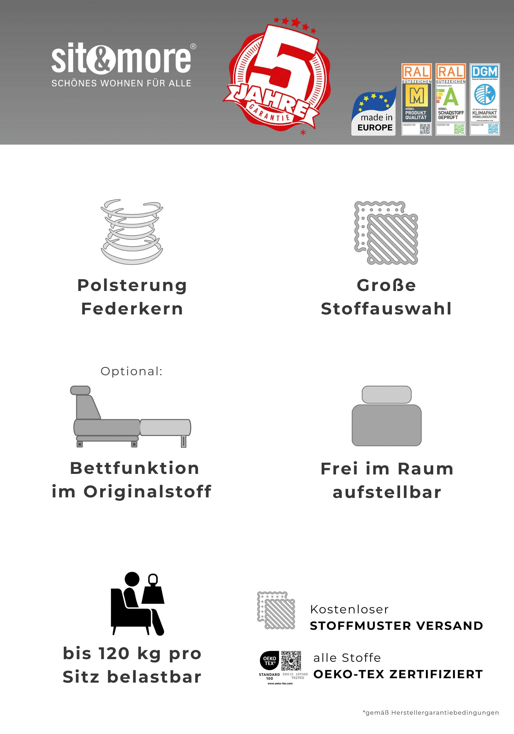 sit&more Ecksofa »Savona« mit Federkern, optional mit Schlaffunktion