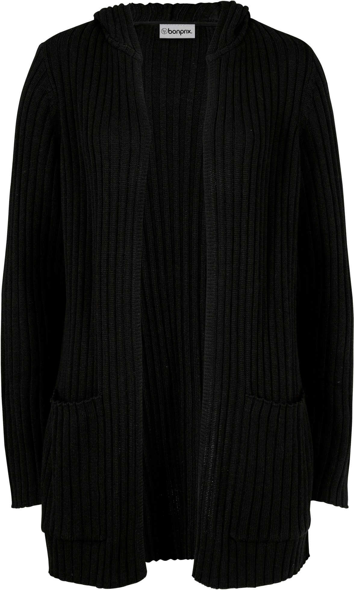 bonprix Strickjacke lockere Passform, mit Kapuze, mit aufgesetzten Taschen