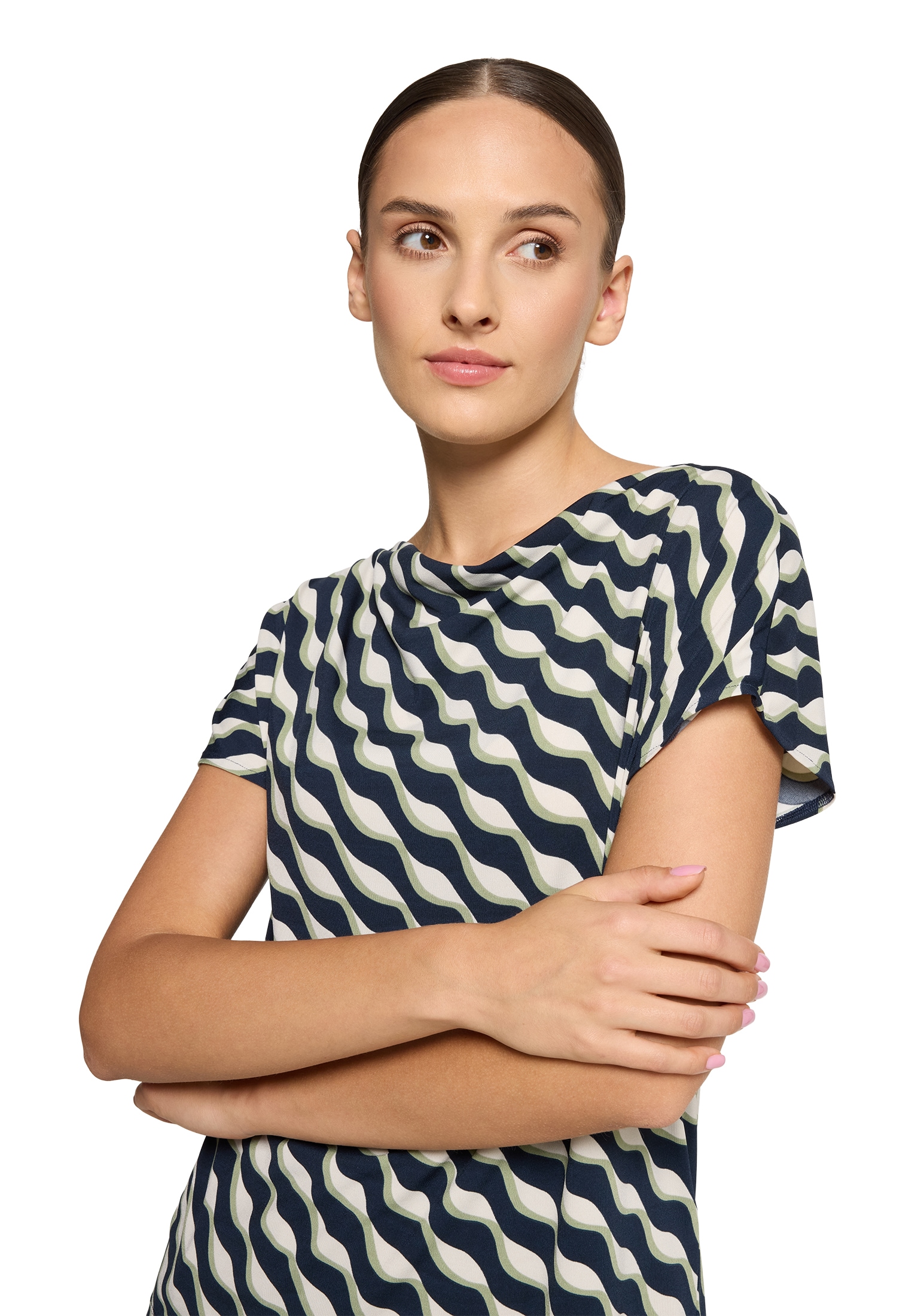 Betty Barclay Kurzarmshirt »Printshirt mit Wasserfallausschnitt«