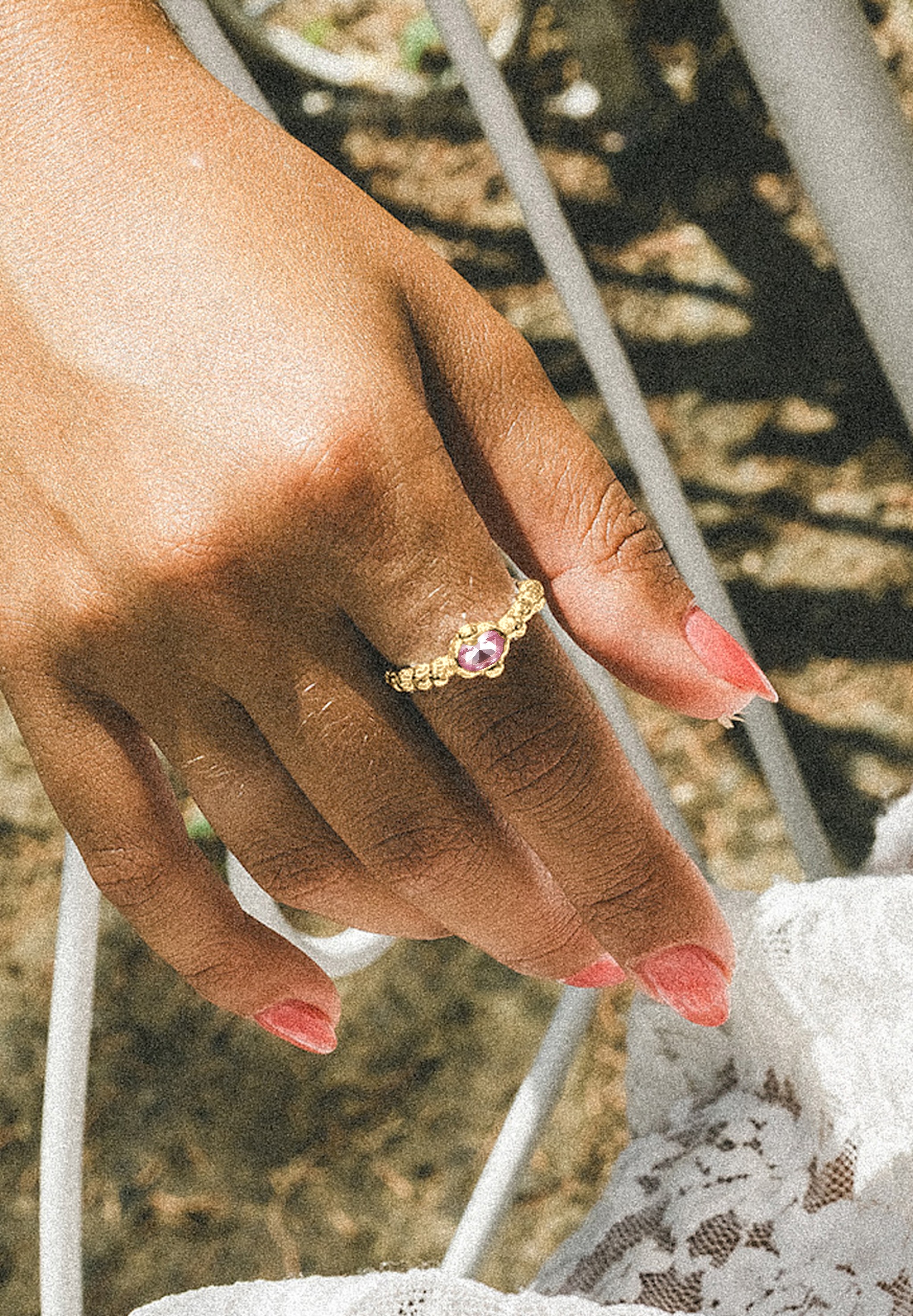 HAZE & GLORY Silberring »Ring Synthetischer Saphir Pink 925 Sterling Silber vergoldet«