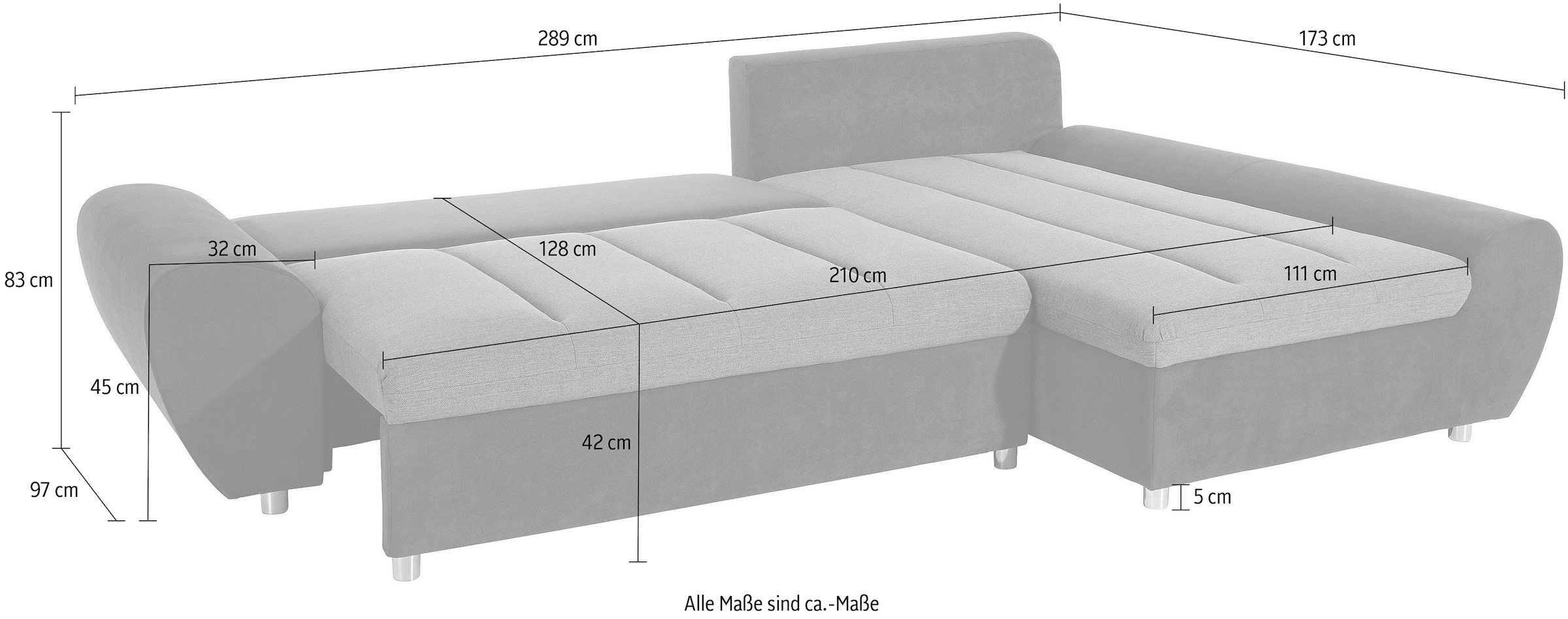 sit&more Ecksofa »Bandos L-Form«, in 2 unterschiedlichen Größen, wahlweise mit Bettfunktion