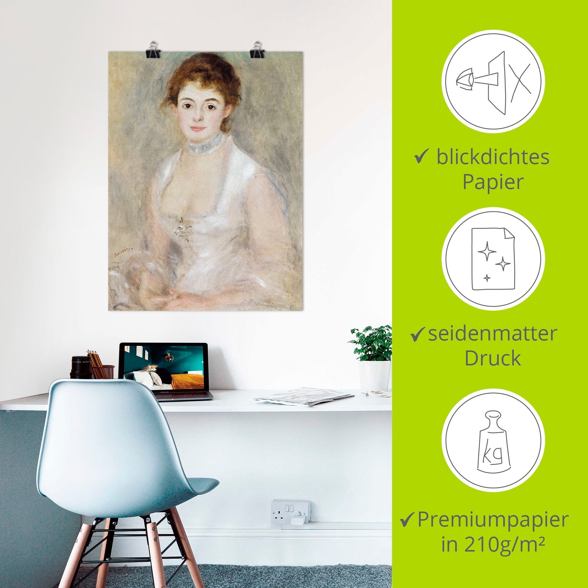 Artland Kunstdruck »Bildnis der Madame Heriot.«, Frau, (1 St.), als Leinwandbild, Wandaufkleber oder Poster in versch. Größen