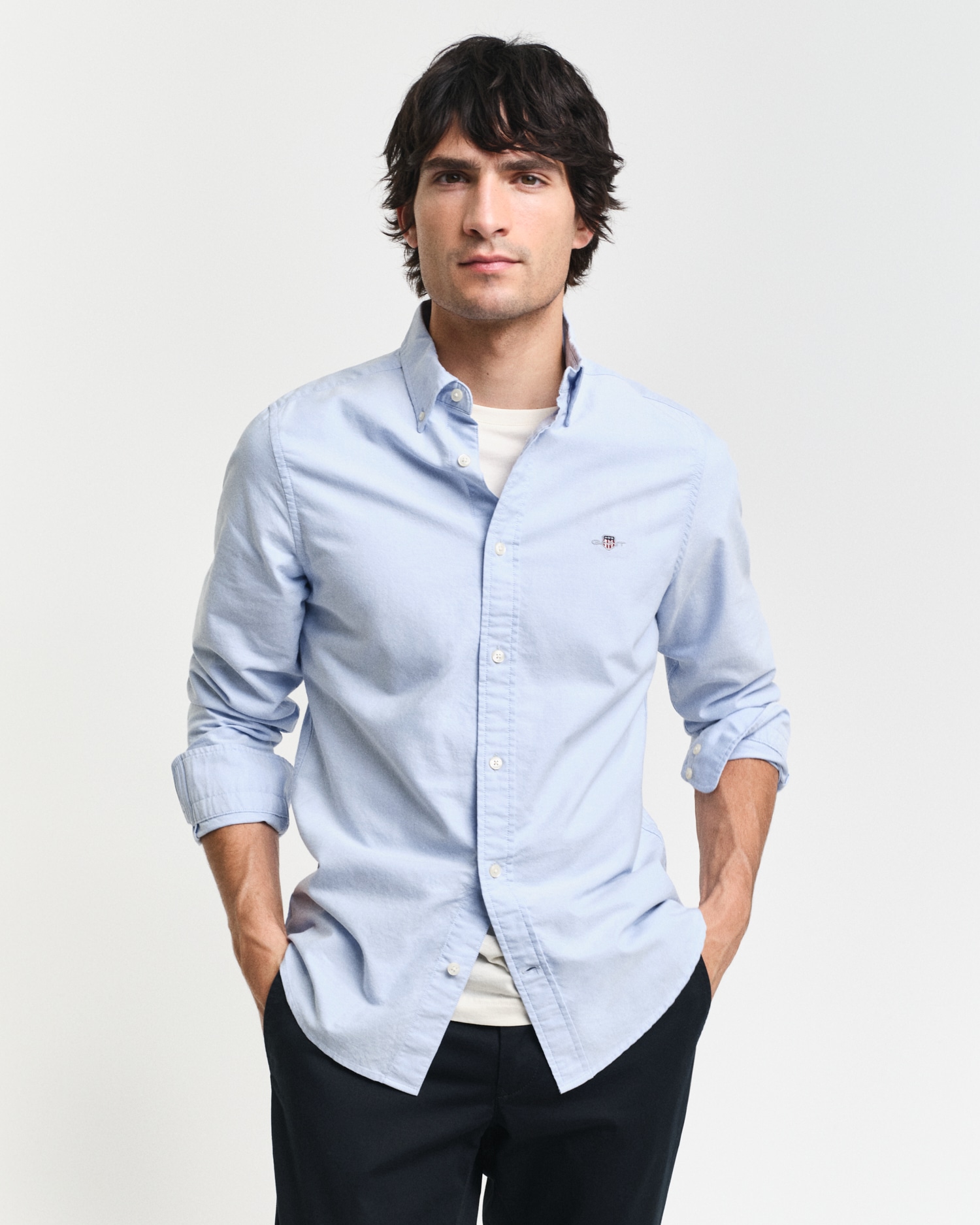 Gant Langarmhemd »Slim Fit Oxford Hemd strukturiert langlebig dicker« Oxford Hemd Slim Fit